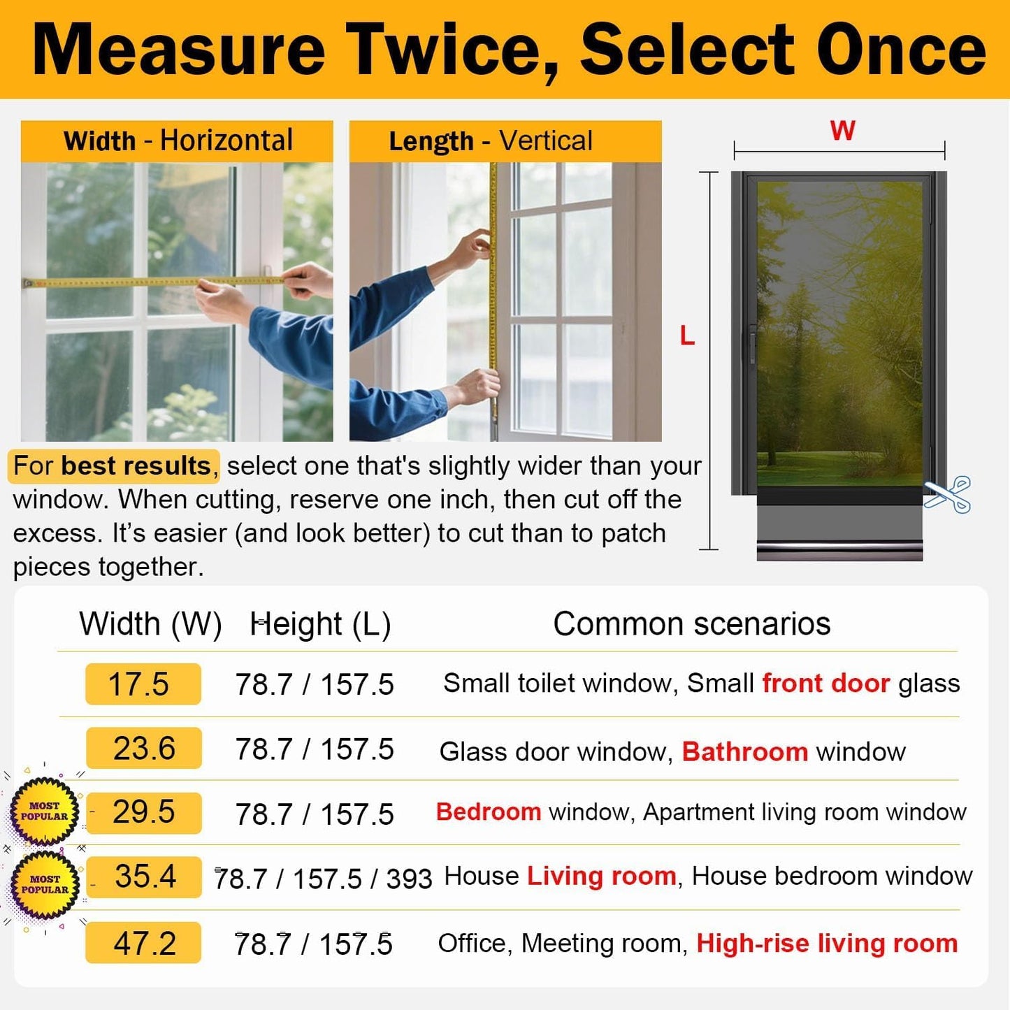One Way Window Privacy Film See Out Not in, Window Tint for Home, Reflective Mirror Glass Windows Coverings Sun Heat UV Blocking, Black-Silver, 35.4 Inch x 157.4"