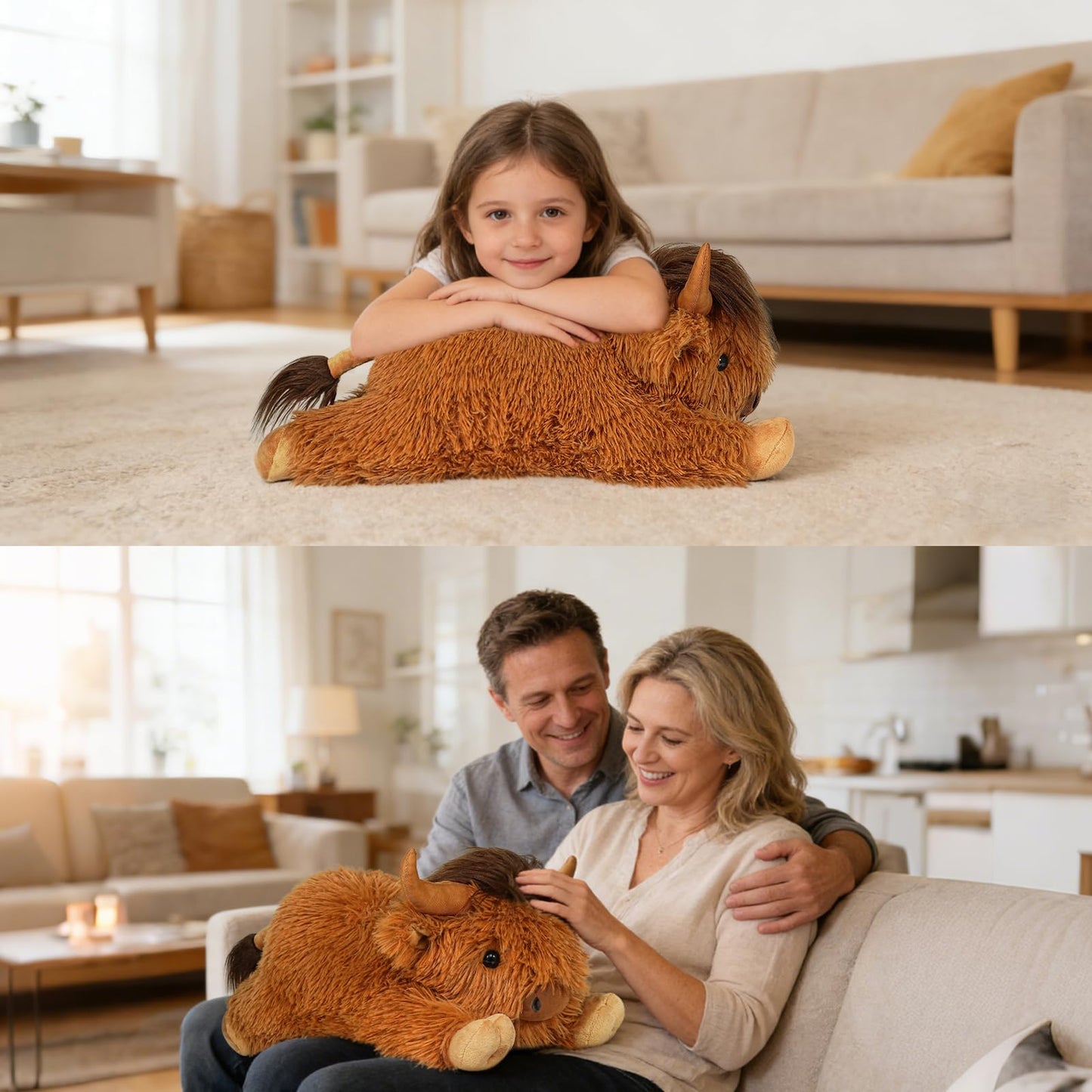 WDXDSOB Weighted Highland Cow Stuffed Animals | 4.2 Lbs Weighted Highland Cow Plush for Kids & Adults | 21.6 Inch Large Cattle Pillow Toy Gift for Christmas Birthday Gift