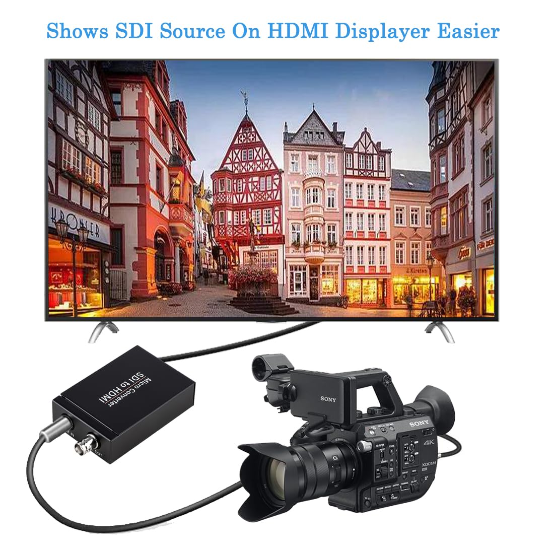 Anber-Tech SDI to HDMI Converter, SDI to HDMI Audio De-embedder Support 3G-SDI, HD-SDI, SD-SDI Auto Format Detection and Stereo Audio De-embedder, SDI Loopout (Black)