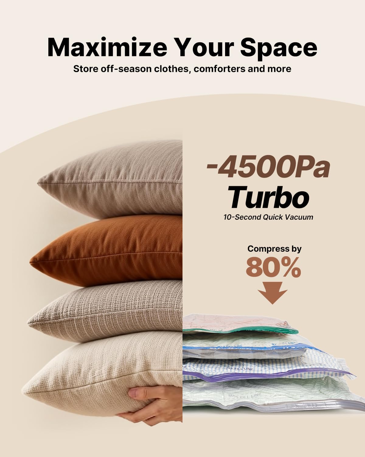 Vacuum Seal Bags for Clothing Travel with Rechargeable Cordless Pump, VINTAR 16 Pack Space Saver Vacuum Storage Bags for Clothes, Travel Compression Bags Set (4XL/4L/4M/4S) for Luggage and Suitcase
