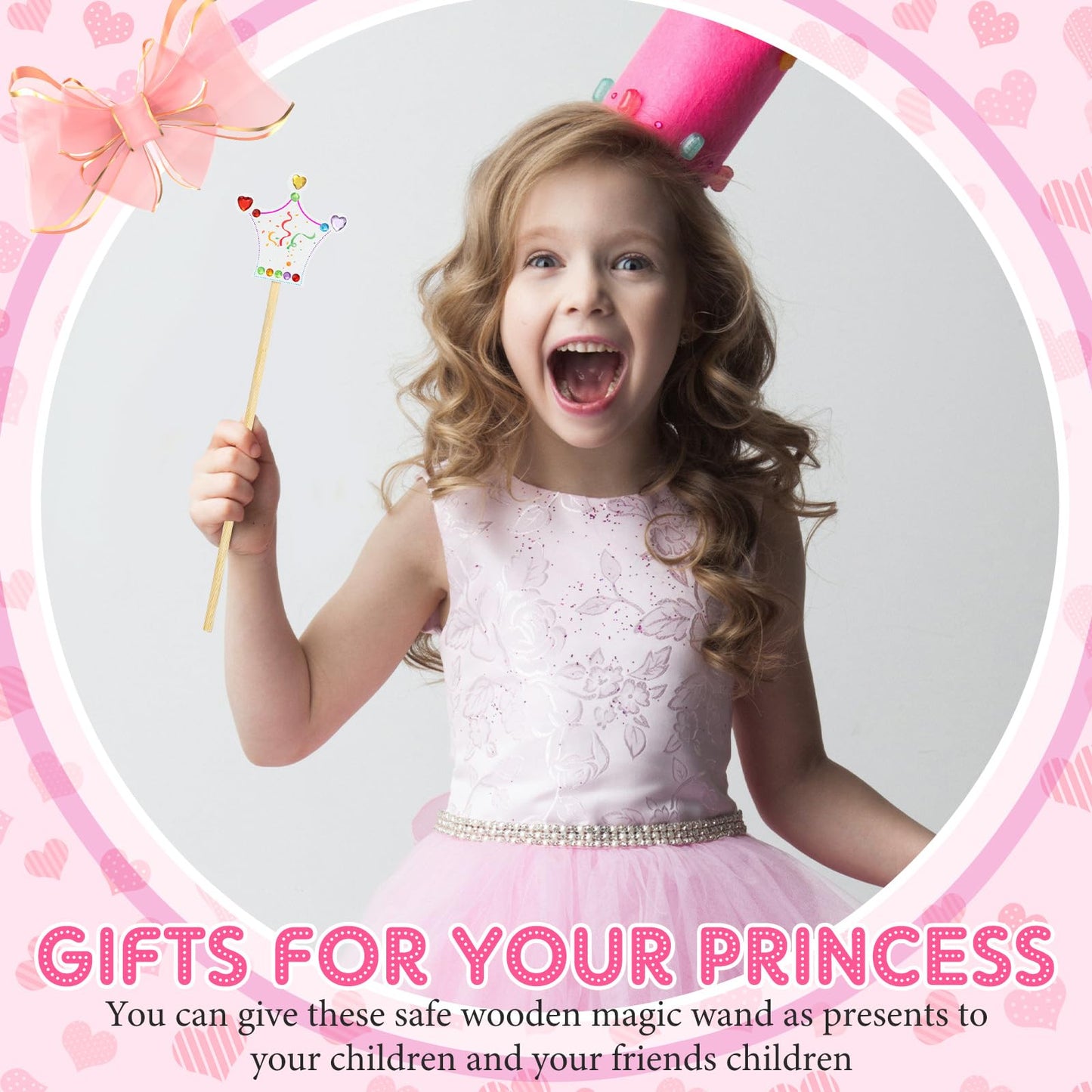 Cindeer 42 Pcs Princess Fairy Wands Kit, 36 Pcs Wooden Unfinished DIY Princess Wand with 6 Sheet Colorful Diamond Sticker for Girls Make Your Own Wand, Cosplay Costume Party Favor (White)