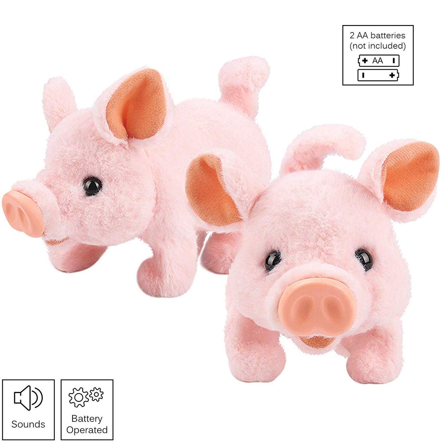 Liberty Imports Plush Pigy Pet Piggy Electronic Toy Piglet - Walking, Wag Tail, Wiggle Nose, Oink Sounds for Kids