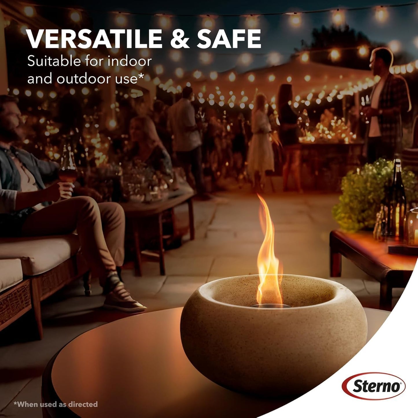 Sterno 6-Pack Fire Pit Gel Fuel - 3 Hours of Burn Time - Vibrant Flame - Wood Crackling Sounds - Safe, Smokeless & Odorless, No Ash - All-Weather Burner for Indoor & Outdoor Table Top FirePit