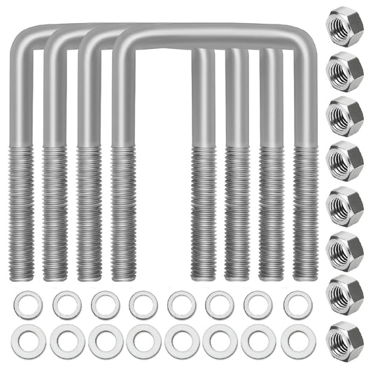 4 Pcs Hot Dipped Galvanized Square U-Bolts,3 inch Wide,Boat Trailer U-Bolts with Washers and Nuts for Boat Trailer,Automobiles,Industrial,Heavy Duty U Bolt (1/2" D x 3 1/16" W x 4 5/16" L)