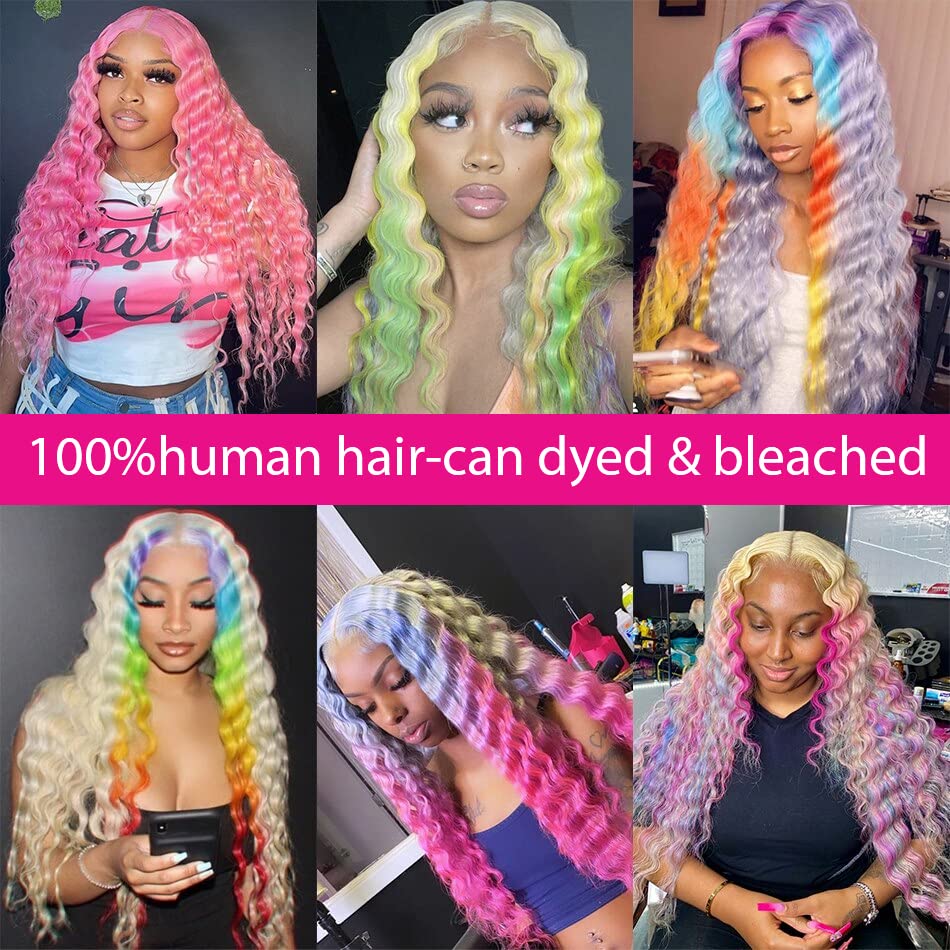 613 Lace Front Wig with 13x6 Transparent Deep Wave Lace - 180 Density, Free Part, Bleached Knots, Baby Hair - 613 HD Lace Frontal Wig for Women