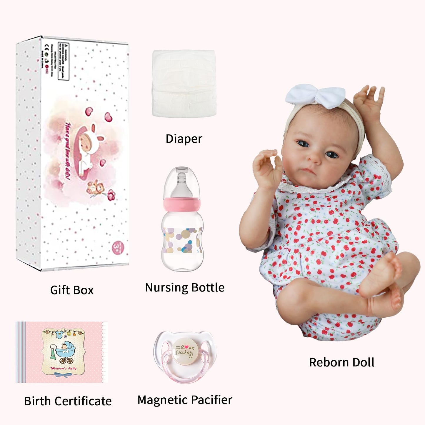 SCOM Realistic Reborn Baby Dolls Tink - 16 Inch Vinyl Preemie Baby Doll, Poseable Real Life Baby Girls Dolls with Soft Weighted Cloth Body Newborn Baby Doll Gift Toy for Boy or Girl Ages 3+