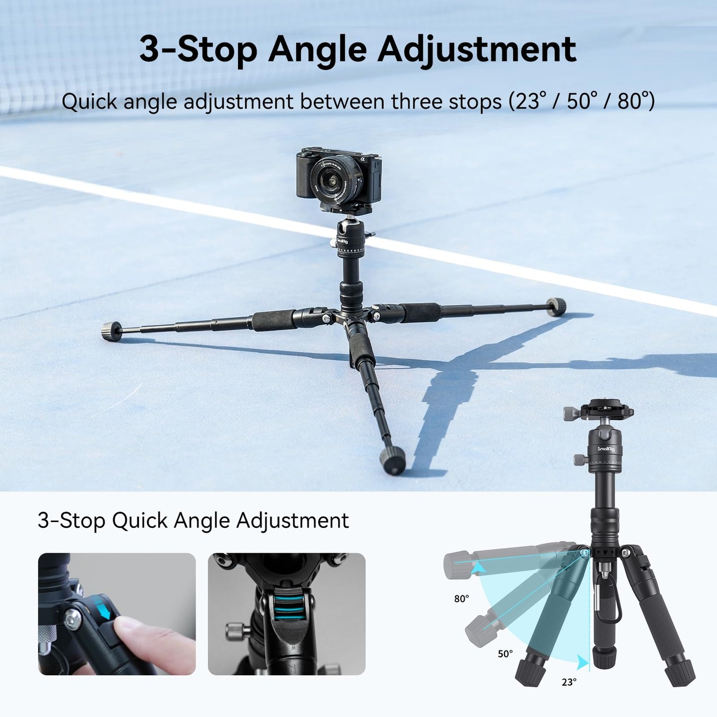 SmallRig VT-20 Aluminum Mini Tripod, 20" Desktop Tripod with 360° Ball Head, Compact Desktop Tripod for DSLR Camera Video Camcorder, Load up to 13lb/6kg-4289