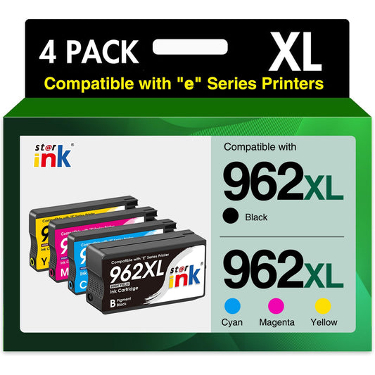 962XL Ink Cartridges for HP 962XL Ink Cartridges Combo Pack Work for HP Officejet Pro 9015e 9025e 9018e 9025e 9010 9015 9025 9020 Printer for HP 962 XL (4 Pack)