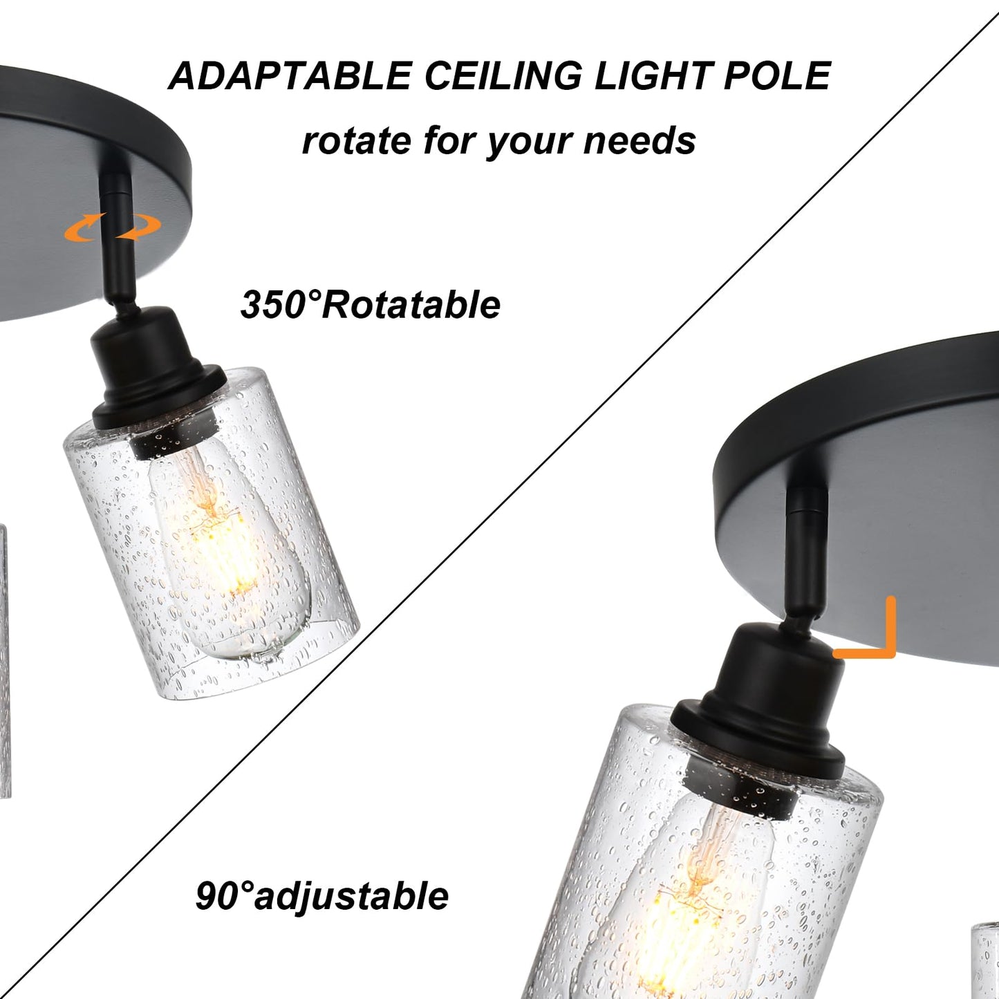PENDRION 3 Light Modern Track Lighting with Flexibly Rotatable Light Head, Black Track Lighting Fixtures Ceiling Industrial Kitchen Round Ceiling Spotlight for Home Dorm Dining Room Hallway Closet