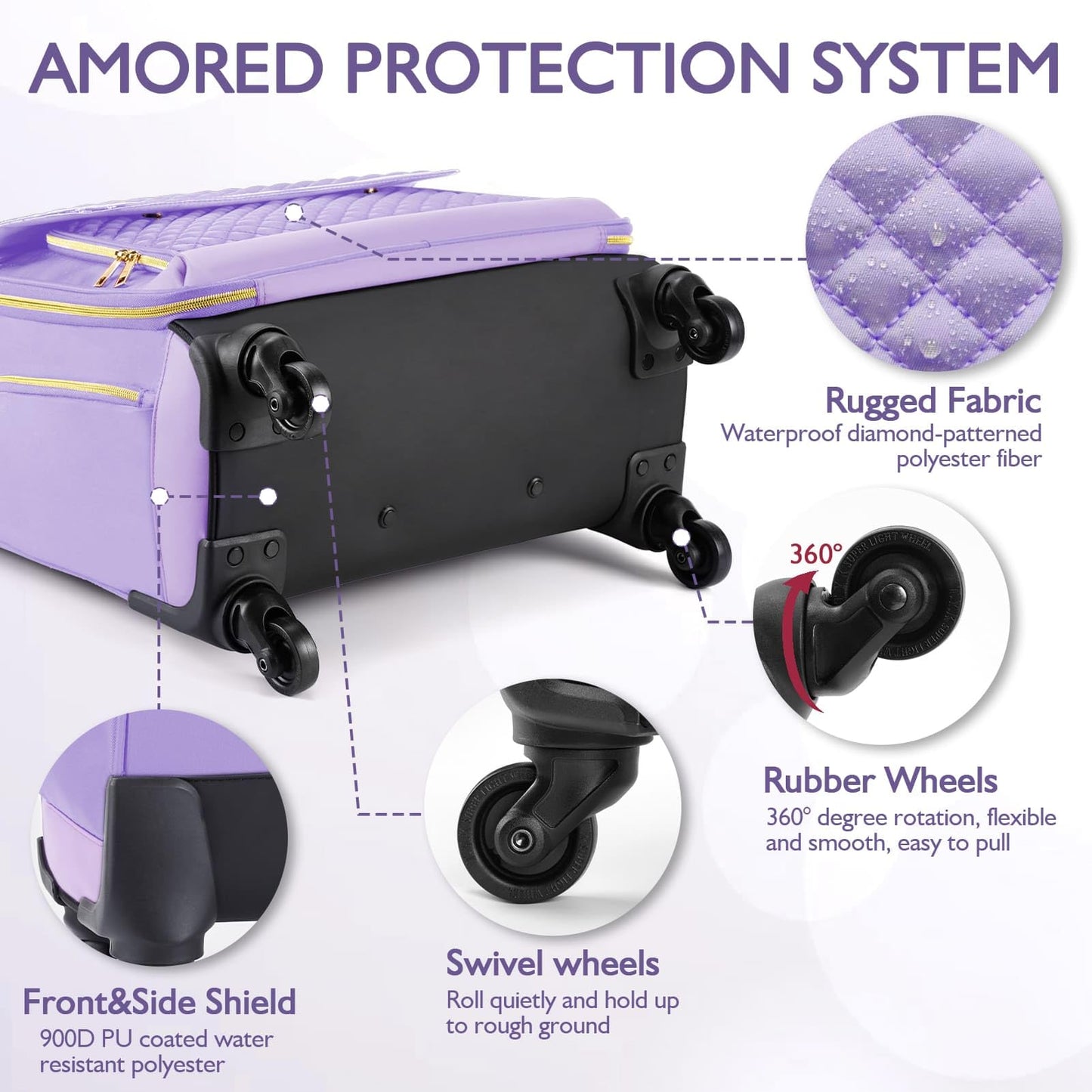 Arcoyard Rolling Teacher Bag, Briefcase for Women with 4 Spinner Wheels, Roller Laptop Bag for Work with Leather Handle, Womens Travel Carry On, TSA Friendly Design, Purple