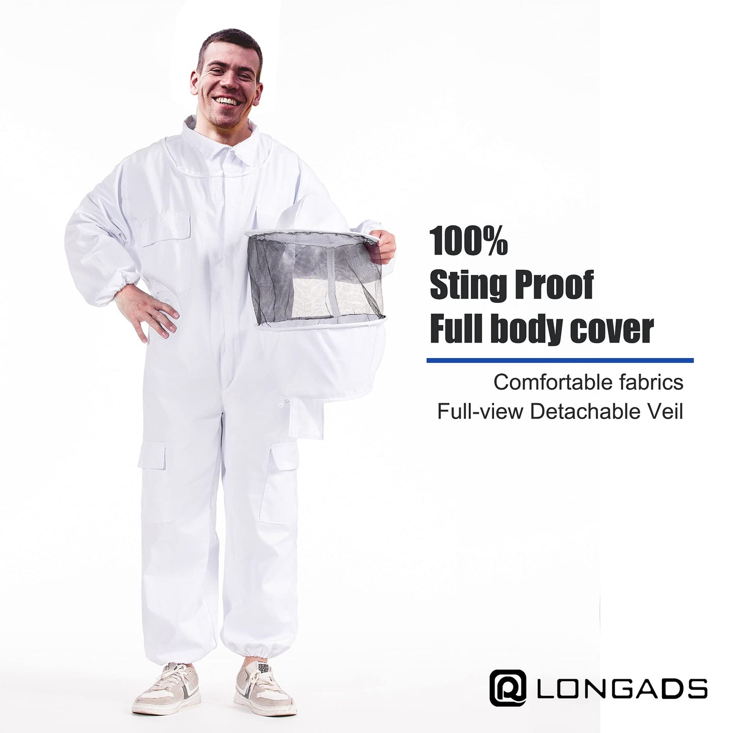 Professional Bee Suits for Men Women Sting Proof with Round Veil, Sting-Proof Full Body Protection Beekeeping Suit with Glove, Safety Ventilated Bee Keeper Suit(Beekeeper Gear)