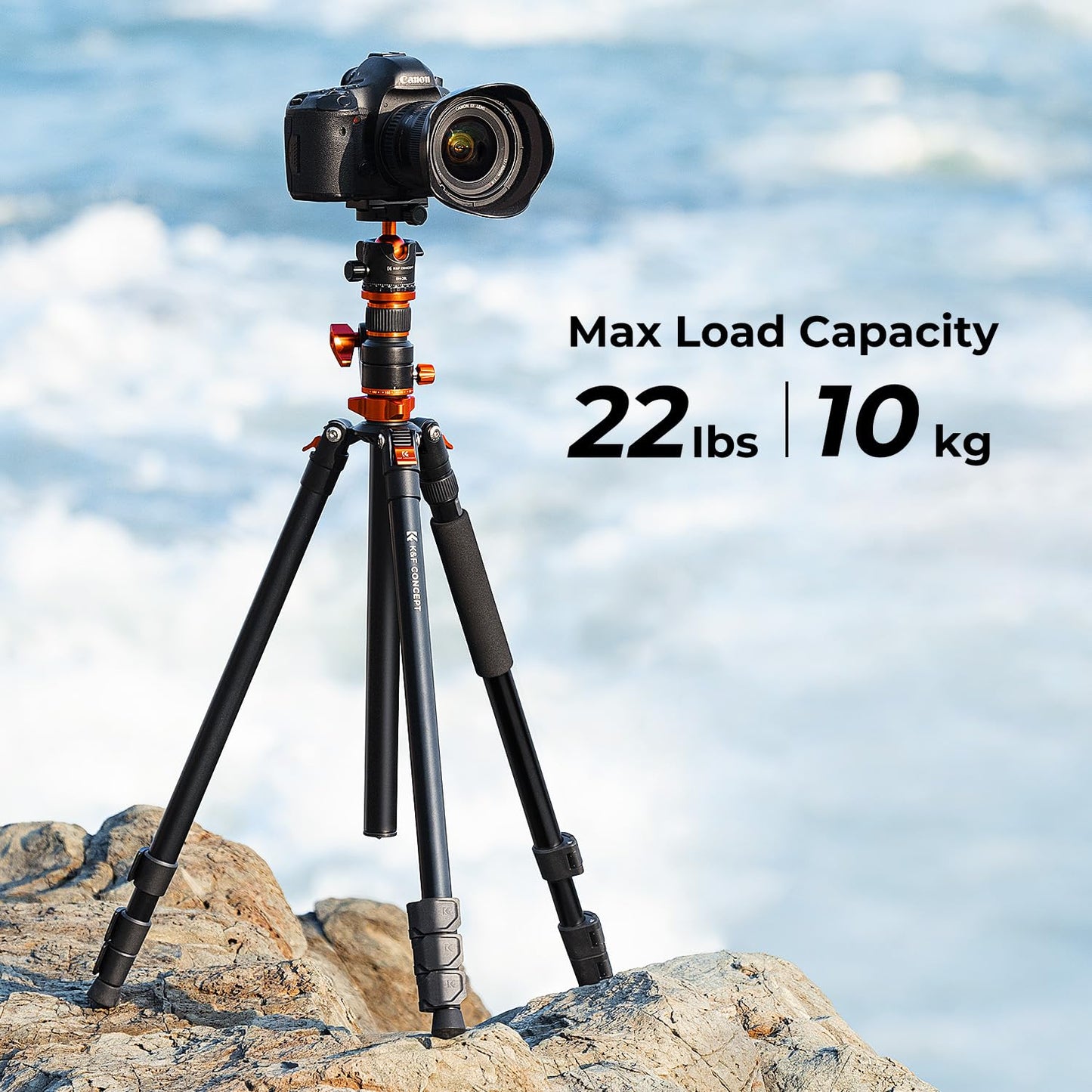 K&F Concept 90 inch/230cm Ultra High Camera Tripod,Horizontal Overhead Shooting Travel Tripods with Metal Ball Head 10KG Load Capacity,Detachable Monopod, for Indoor and Outdoor Use T254A7+BH-28L