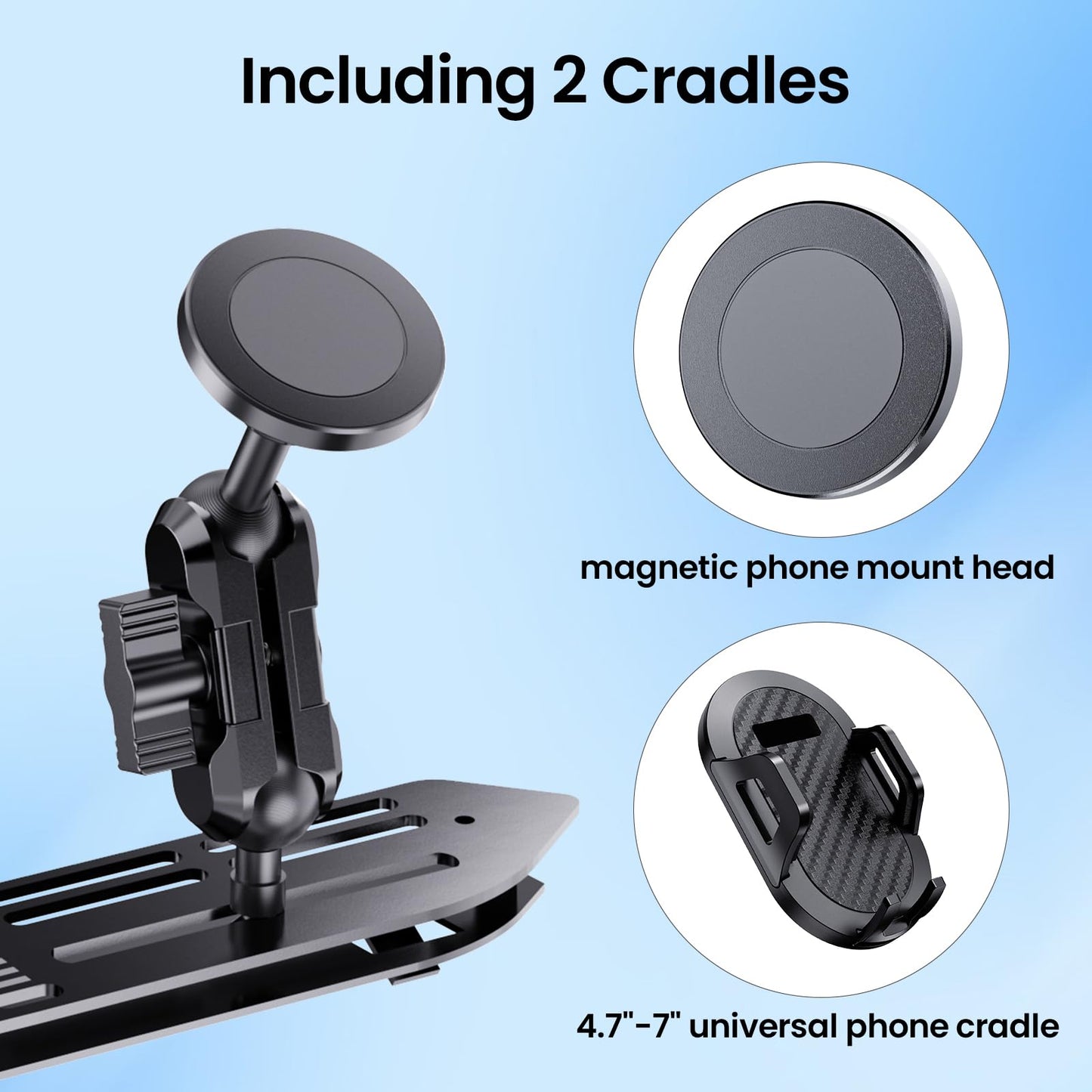 SwiftGaze Stainless Steel Phone Mount for 2018-2023 Wrangler JL (NOT 4xe)&2020-2023 Gladiator Magnetic&Clamp Dual Heads All-Metal Shakeproof Original America Flag Design OEM Screws Dash Mount Install