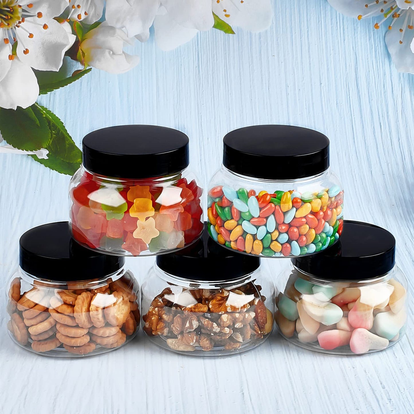 TUZAZO 8 Oz Plastic Container Tuscany Jars with Lids BPA Free, 24 Pack Empty Round Clear Cosmetic Containers Body Butter Jars for Lotion, Cream, Gel, Sugar Scrub