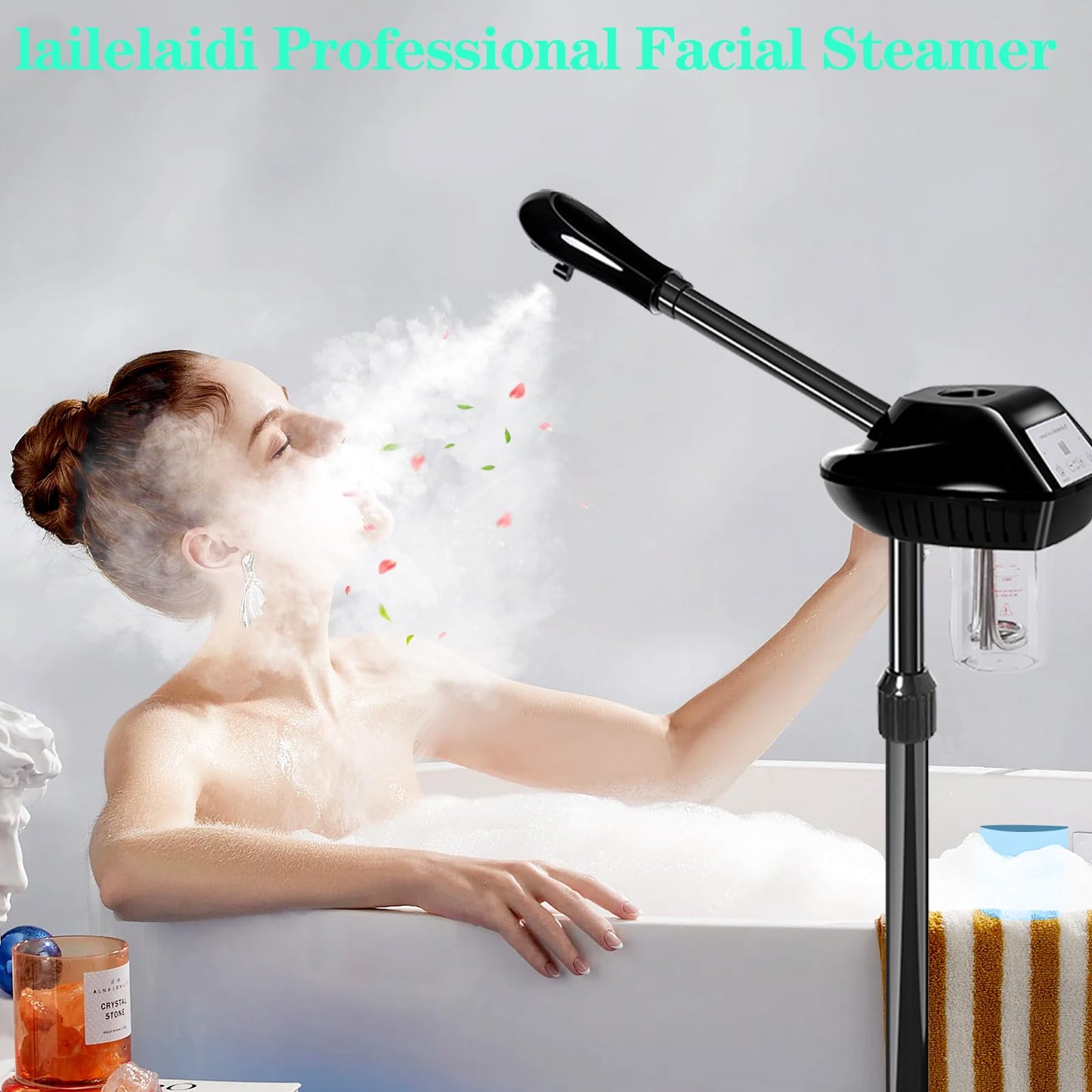 Lailelaodi Professional Ozone Facial Steamer on Wheels - Stand Steamer for Spa, Salon and Home Use