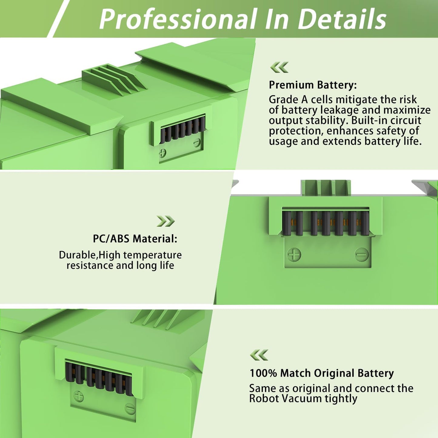 64.2Wh for Roomba Battery ABL-F for iRobot Roomba i&e Series i3 i3+ i4+ i8 i8+ i7 i7+ j7 J9+ j7+ e5 e6 Roomba Replacement Batteries ABL-D1 ABL-D2 ABL-D2A 4460mAh （Unsuitable for Roomba Combo Series）