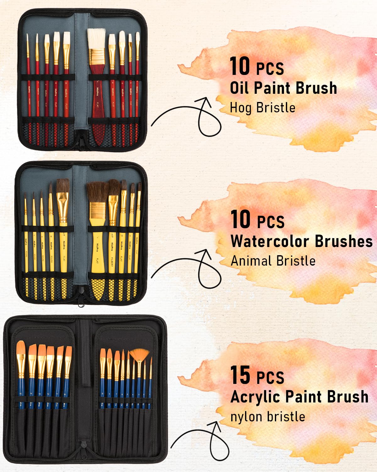 Nicpro 158PCS Deluxe Art Painting Kit with Metal and Solid Beech Wood Art Easel, Acrylic, Oil & Water Colour Paint Set, Paint Brushes, Canvas, Palette, Paper Pad, Professional Art Painting Supplies for Adults Artist