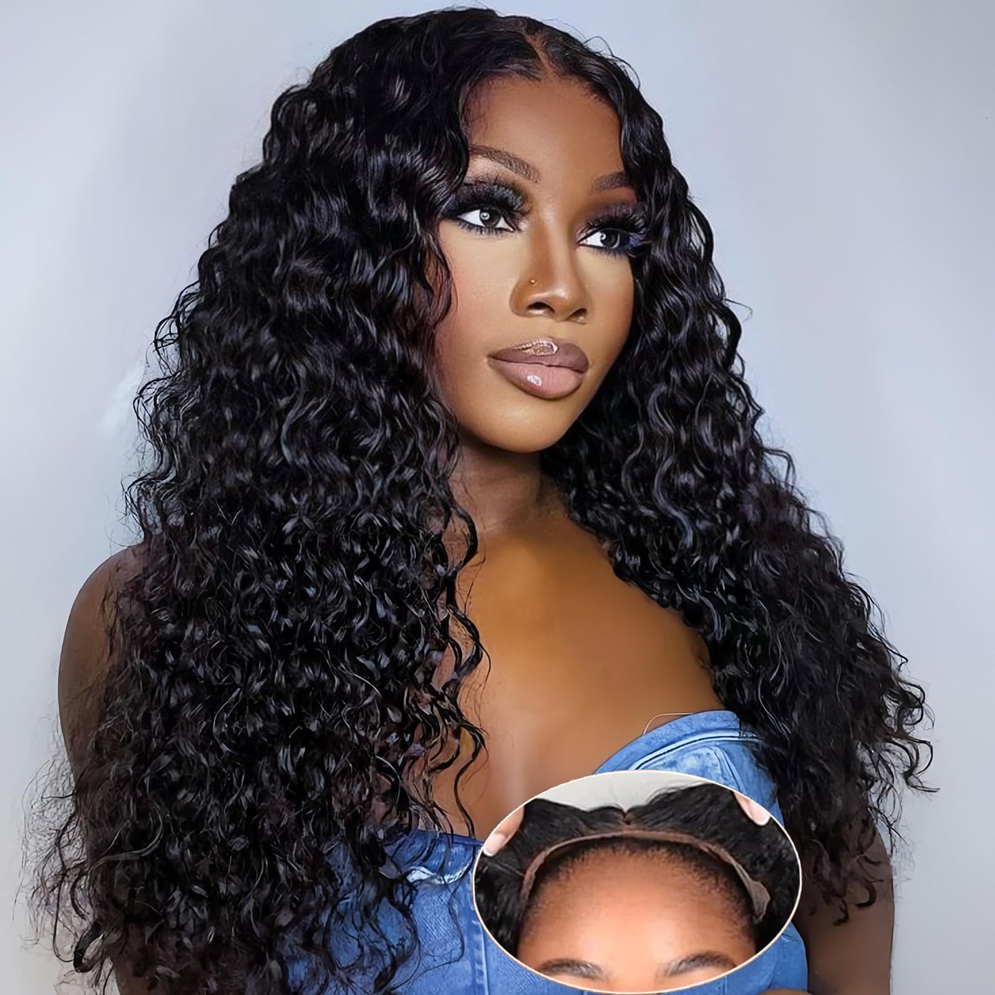 Tendersse 5x5 HD Lace Closure Wigs Human Hair Wear and Go Glueless Wigs Human Hair Pre Plucked 200% Density Water Wave Lace Front Wigs Human Hair (20 Inch)