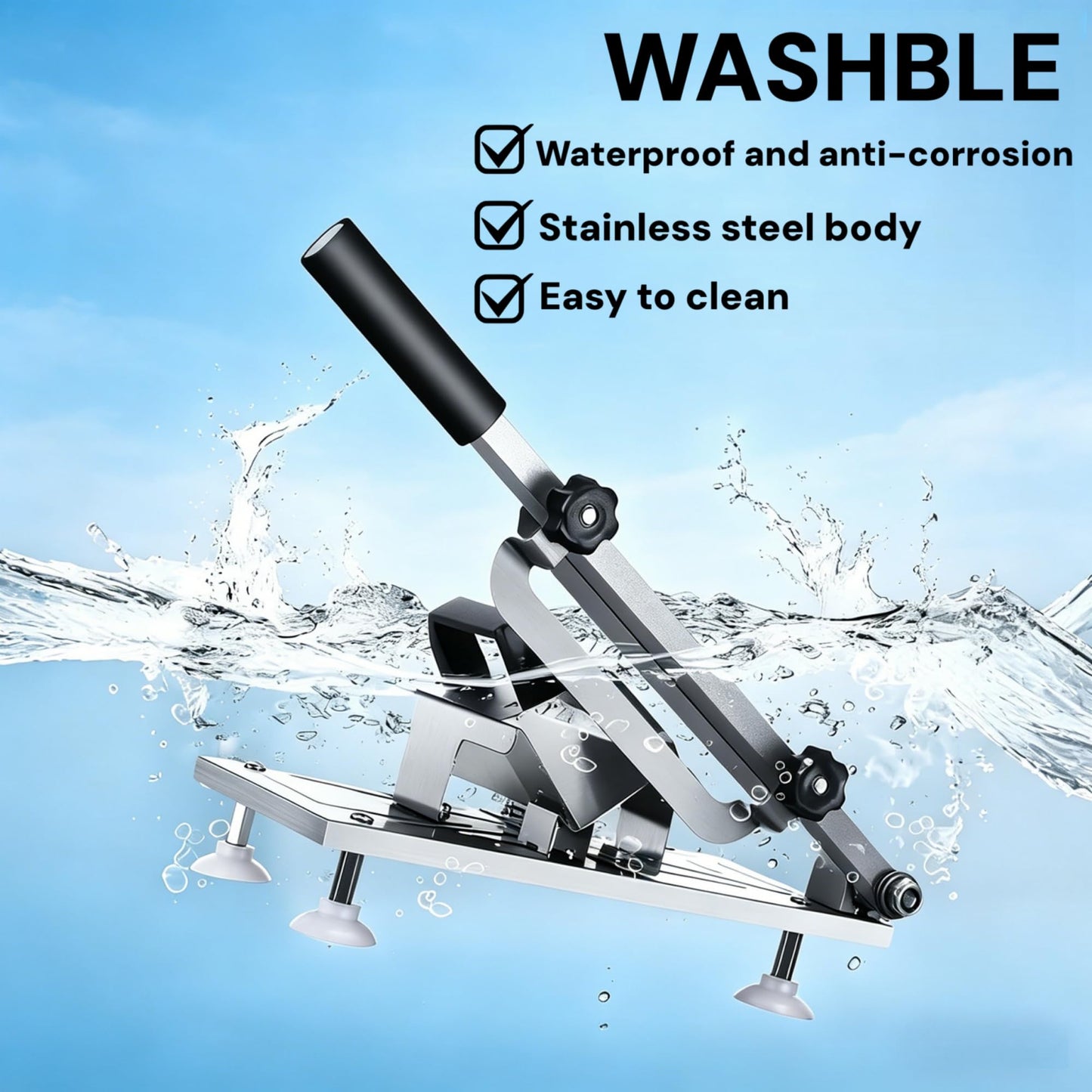 Manual Frozen Meat Slicer, Upgraded Stainless Steel Meat Cutter for Beef Mutton Bacon Home Food Slicing Machine for Hot Pot BBQ sandwiches pizza