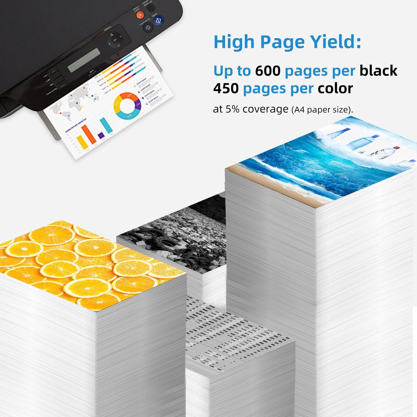 Relcolor Remanufactured Ink Cartridge Replacement for HP 62XL 62 XL Color for 5540 5542 5545 5640 5642 5660 5664 5665 7640 7645 8000 200 250 5740 5742 5743 5745 8040 8045 Printer