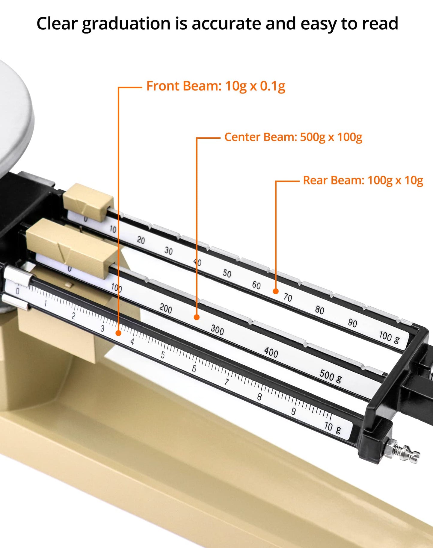 QWORK Triple Beam Mechanical Balance, 2610g/0.1g Lab Analytical Weight Set, Triple Beam Scale with Zero Adjustment Knob, No Need Battery