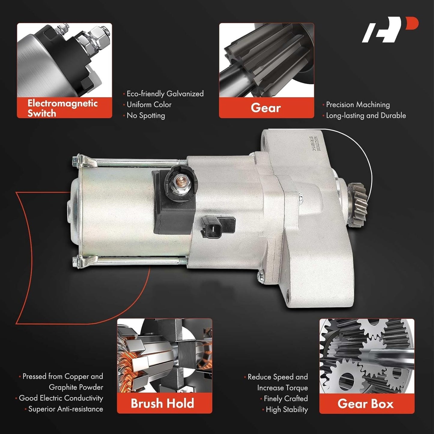 A-Premium Starter Motor Compatible with Honda Pilot 2016, Odyssey 2018-2019, Ridgeline 2020-2021, Passport 2019-2021 & Acura MDX 2016-2020, 3.5L, 12V 1.8KW 16-Teeth CW