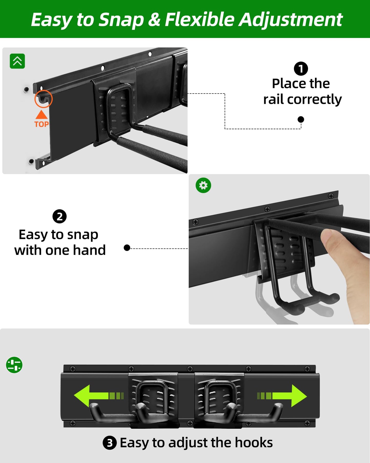 PIYILO 64 inches Garage Tool Organizer Wall Mount, Garden Tool Organizer Rack Heavy Duty, Hanging Storage Organization Racks Holder with 10 Hooks, for Lawn Tools, Shovel, Shed