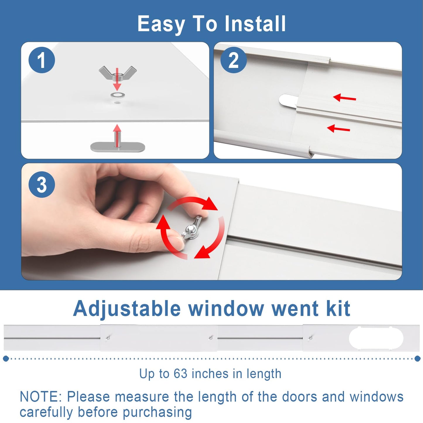 Aukney Portable Air Conditioner Window Vent Kit with 80" Length Hose, Adjustable Window Seal with 5.9 Inch Diameter for Ducting Universal Portable AC Seal Panel for Horizontal & Vertical Window