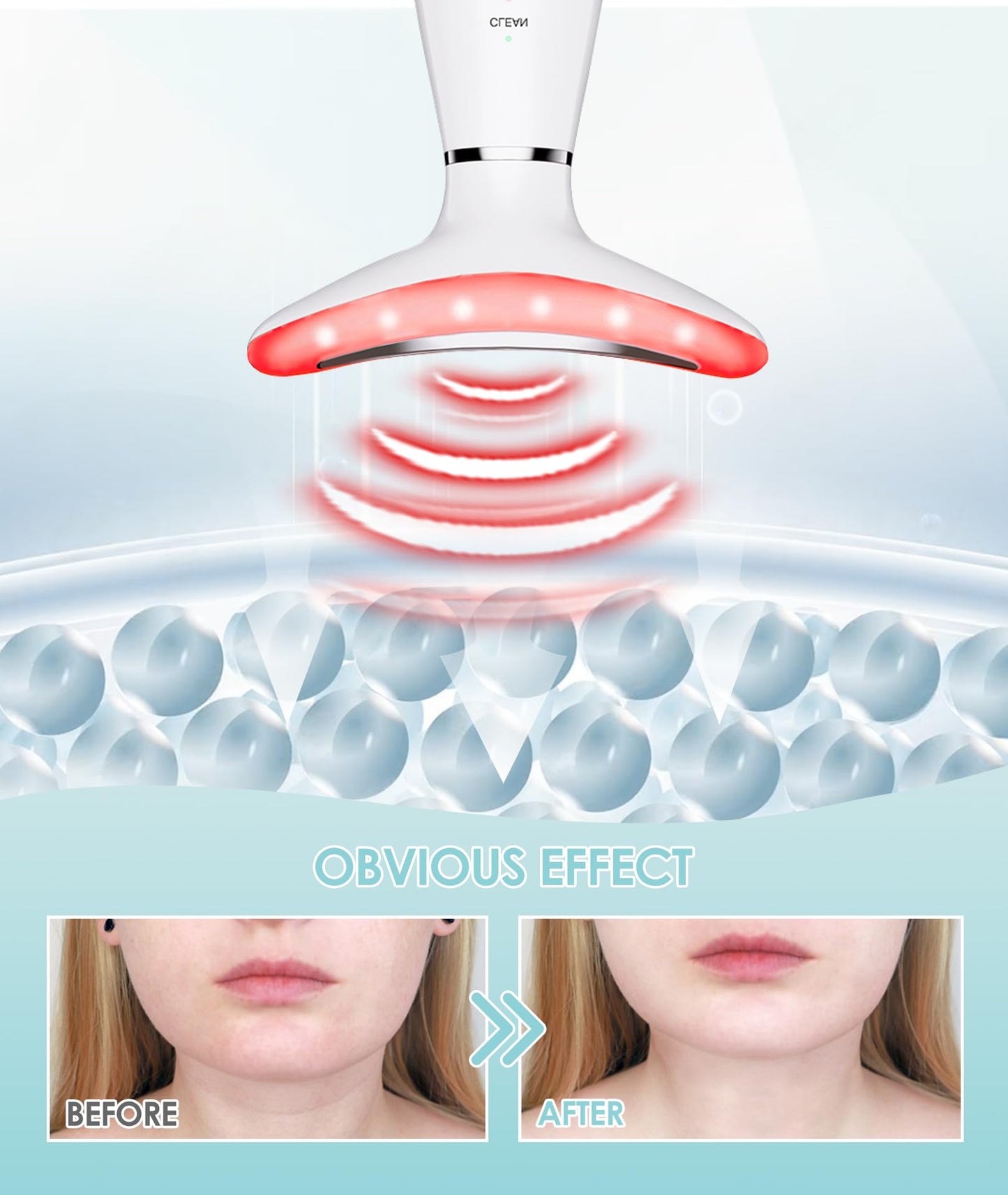 ELISHINE 7 Color Neck Face Massager - Facial Massager Tool for Skin Care at Home, Vibrating Face Massager with Thermals, Galvanic Machines White