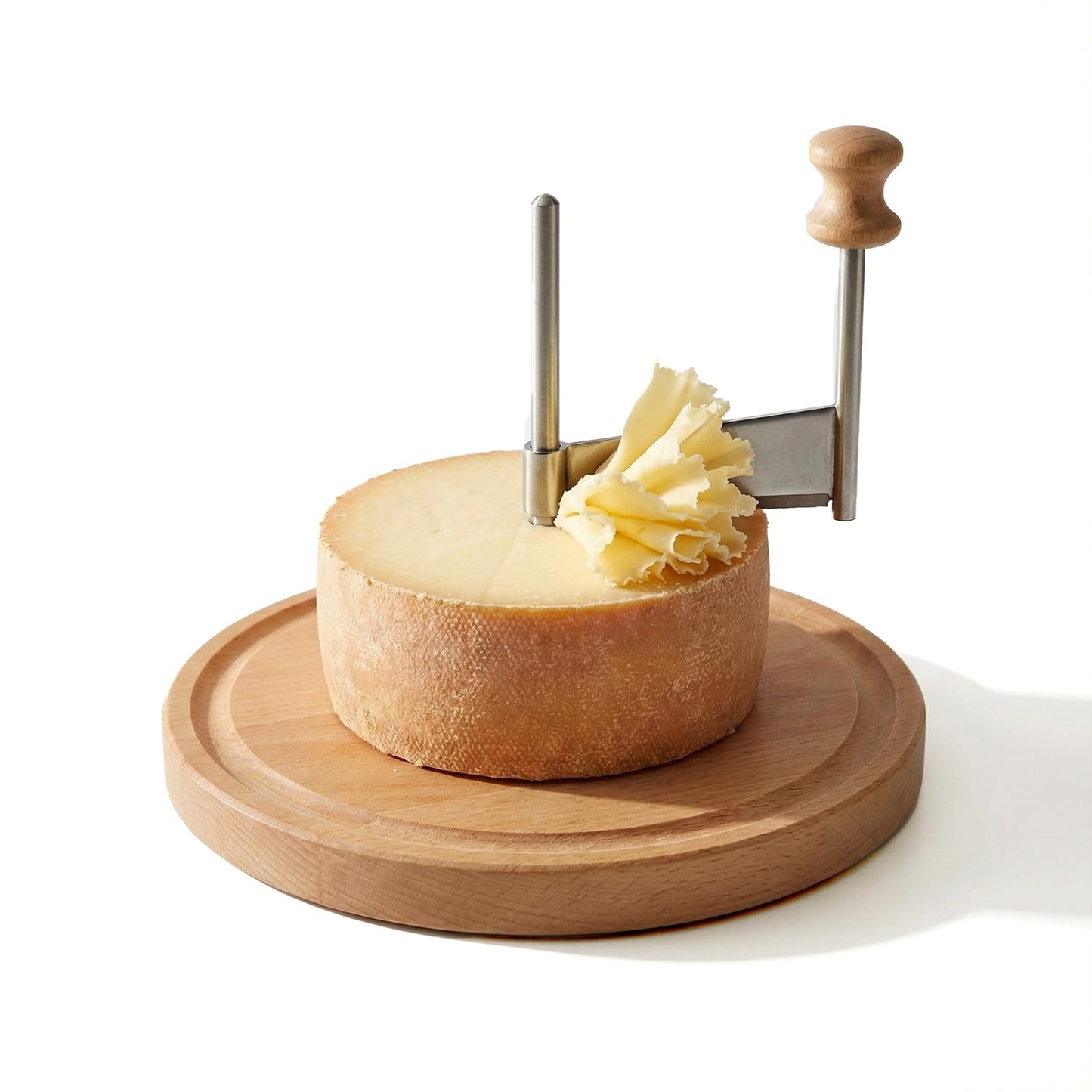 RWIXR Girolle Cheese Curler Wheel – For Tête de Moine, Chocolate & Butter Curls | Sharp Blade, Solid Wood Base | Perfect for Home Entertaining & Gifting