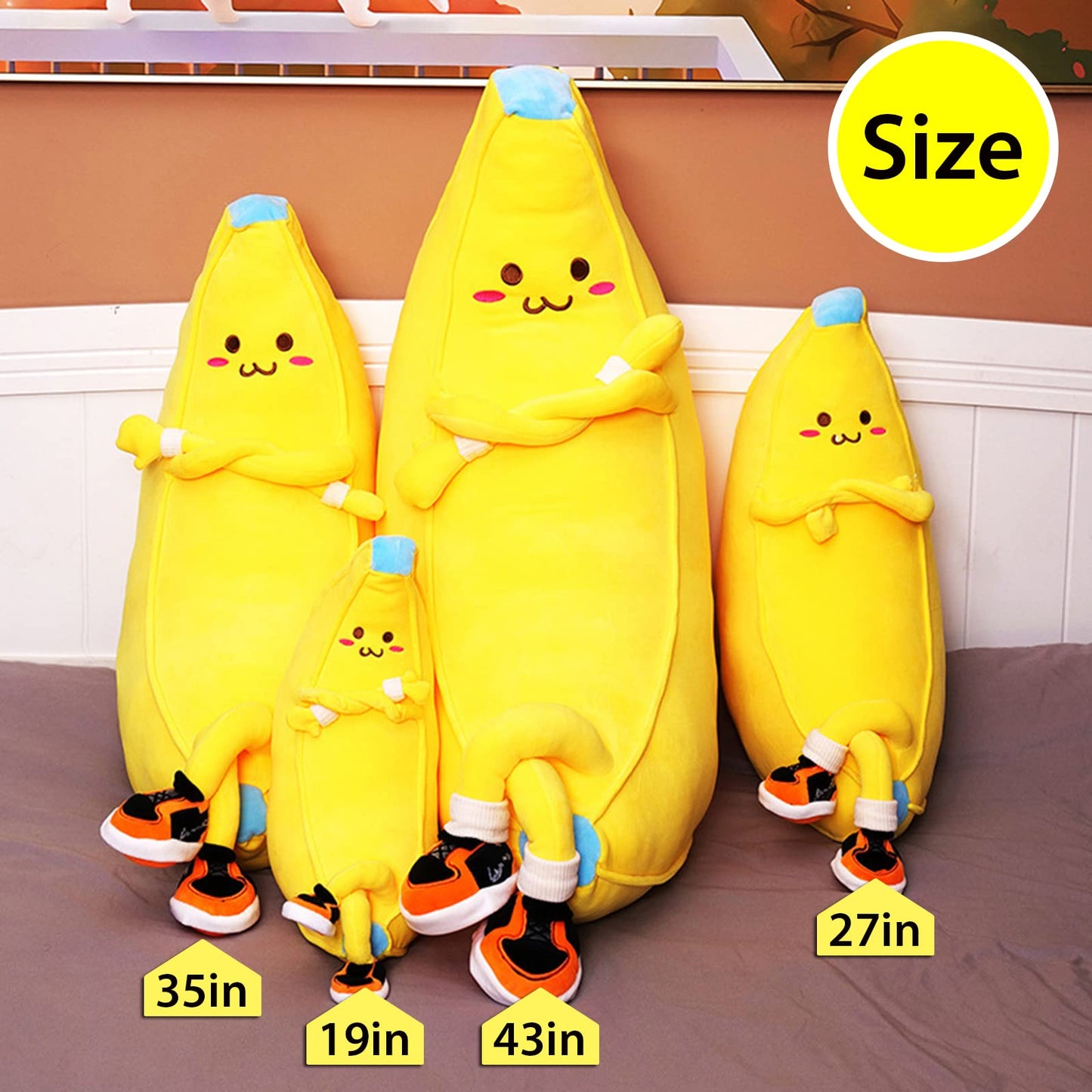 LVHUA Banana Stuffed Animal Cute Fruit Plushie Hugging Pillow Long Plush Toys Sleeping Doll Gift for Birthday, Valentine, Christmas