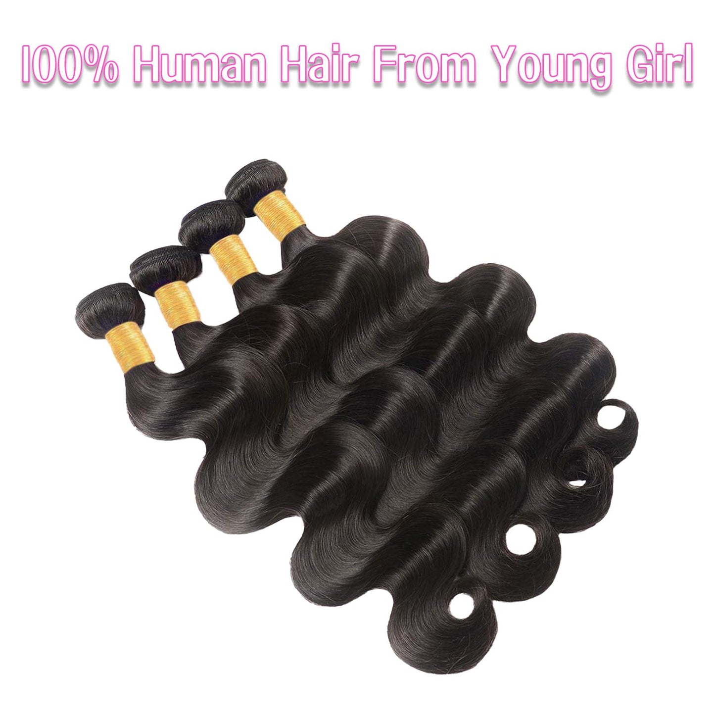 12A Body Wave Bundles Human Hair 4 Bundles Human Hair (16 18 20 22) Inch 100% Unprocessed Brazilian Virgin Hair Body Wave Human Hair Extensions Bundles Human Hair Natural Black (16 18 20 22)