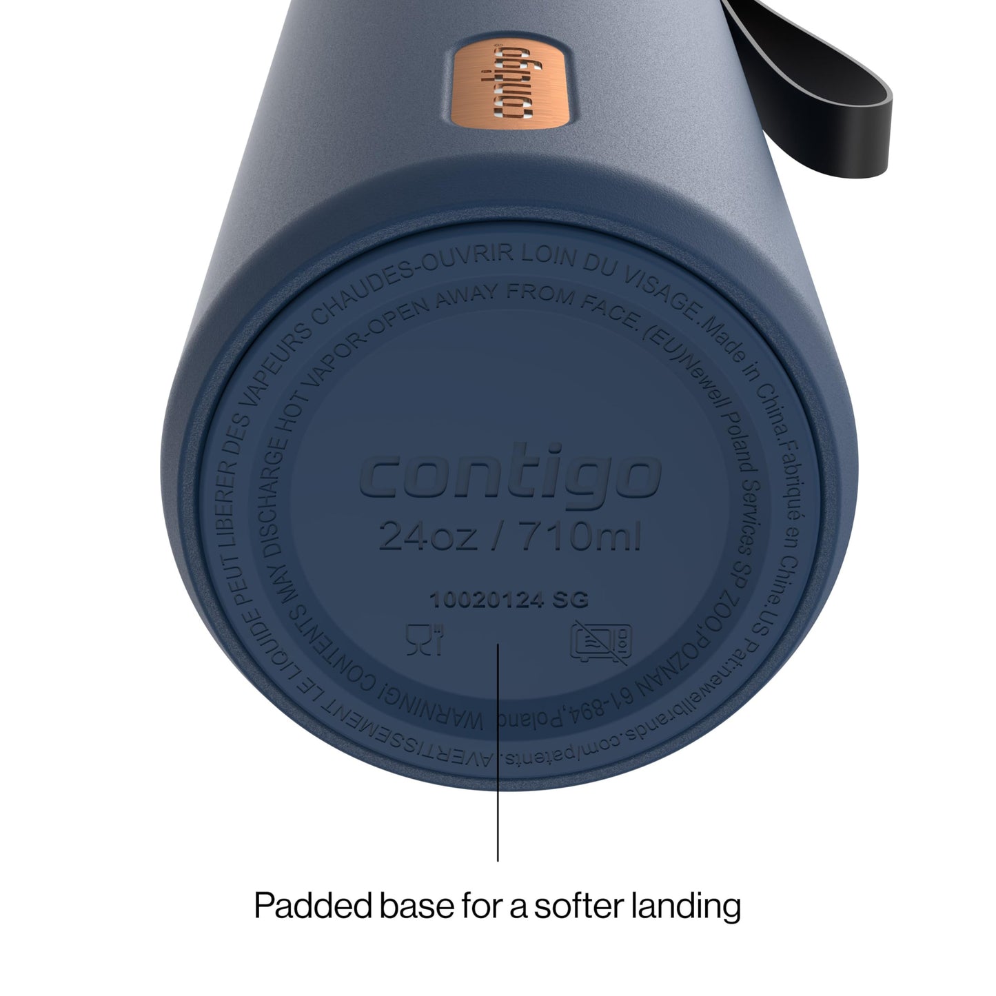 Contigo SnapSeal 24 oz Stainless Steel Vacuum-Insulated Water Bottle with Leakproof AutoClose Lid, Carry Strap & Reusable Straw, BPA-Free & Lead-Free, Dishwasher Safe