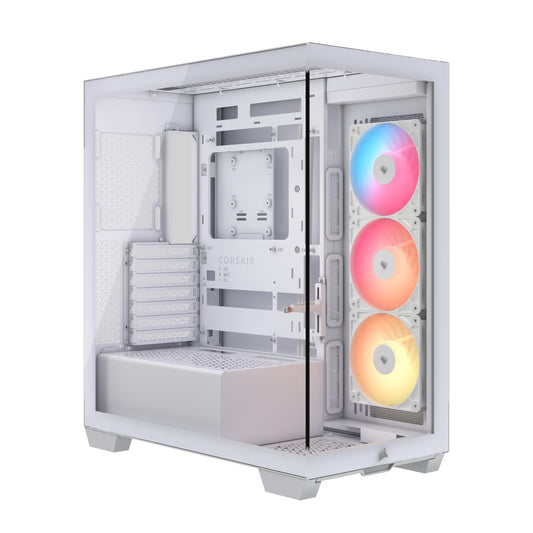 CORSAIR 3500X RS Reverse Fan ARGB Mid-Tower PC Case – 3X Pre-Installed Fans, Panoramic Glass, Spacious Interior, GPU Anti-Sag, Reverse Connection Motherboard Compatible – White