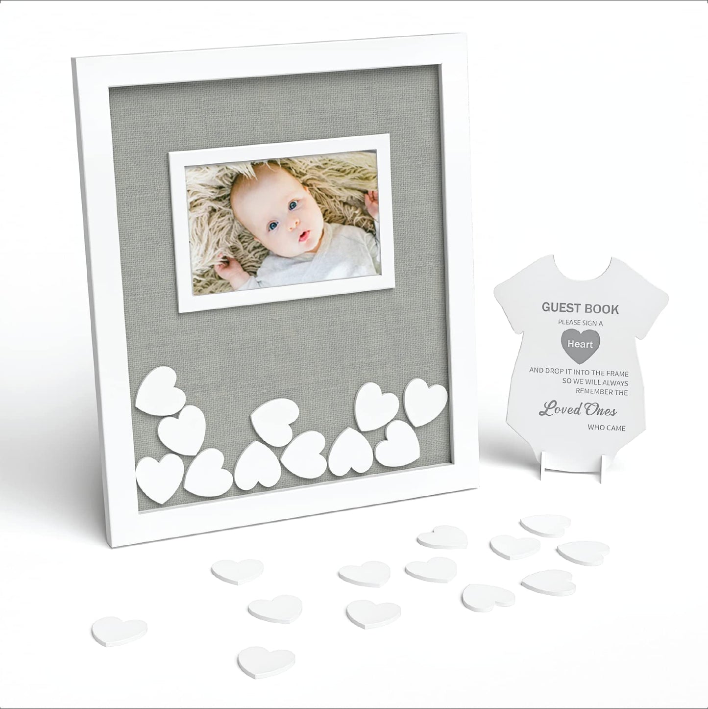Great Lakes Memories GLM Premium Baby Shower Guest Book with Welcome Sign & 50 Hearts - Perfect Keepsake Memory Book for Boy & Girl Baby Shower Decorations, Alternative to Traditional Guest Books!