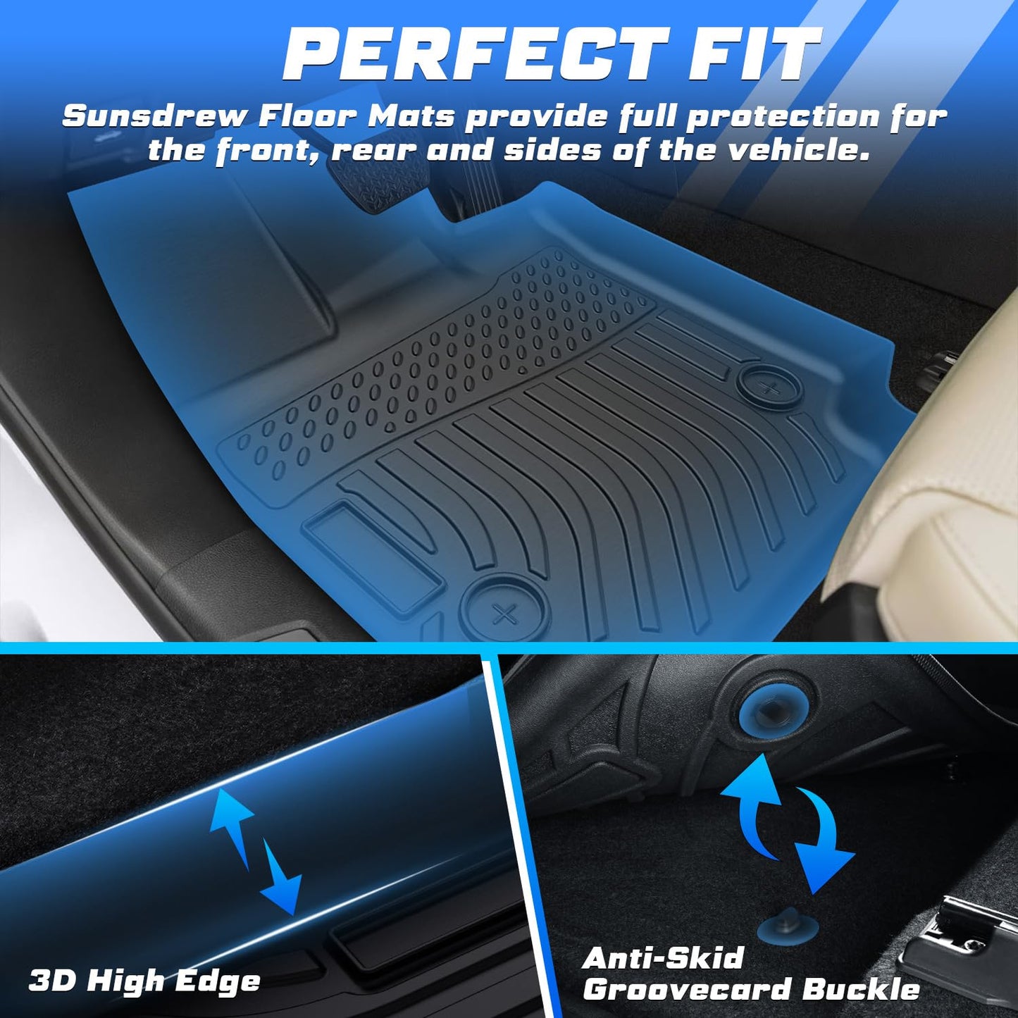 Sunsdrew Floor Mats for Nissan Ariya 2023 2024 2025 Accessories All Weather Ariya Floor Liner,1st&2nd Row Full Set Heavy Duty Car mats Black