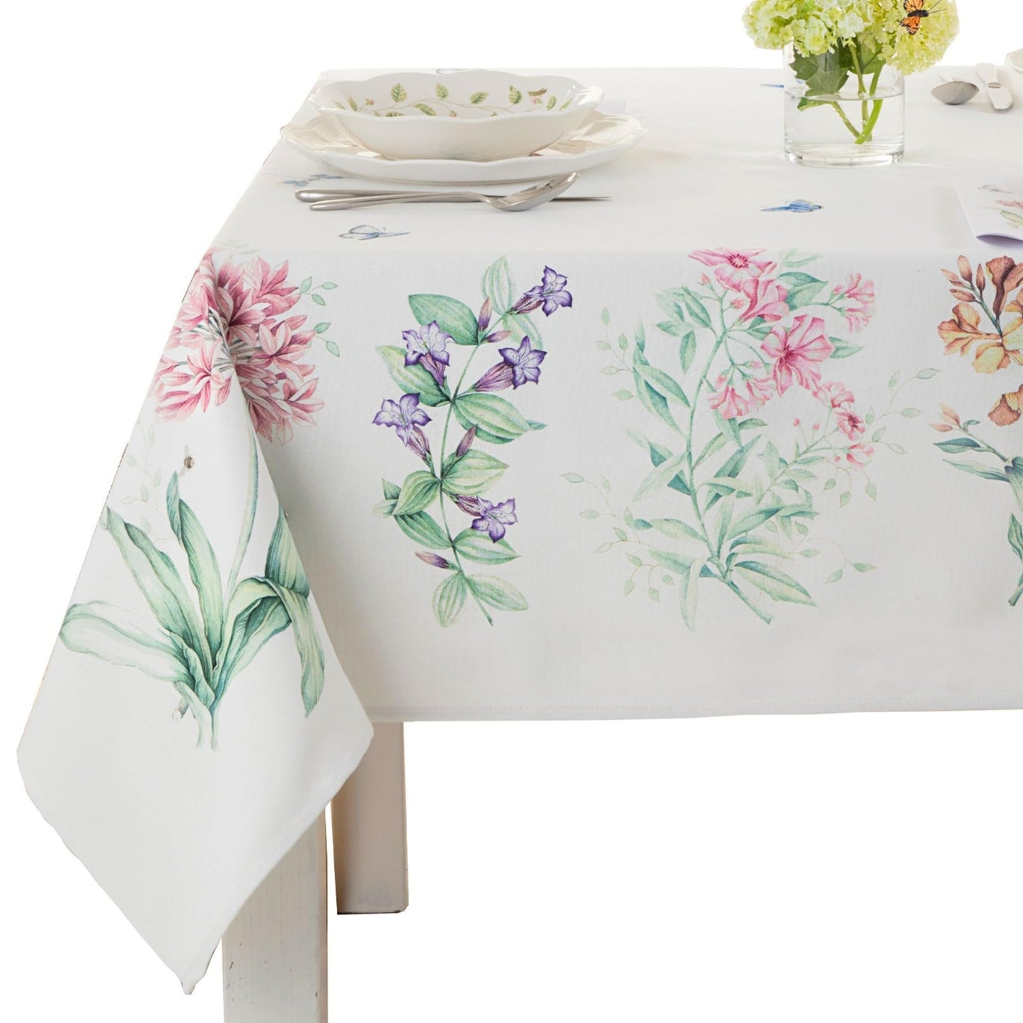 Lenox Butterfly Meadow Garden Tablecloth, Multicolor, 60" W x 120" L
