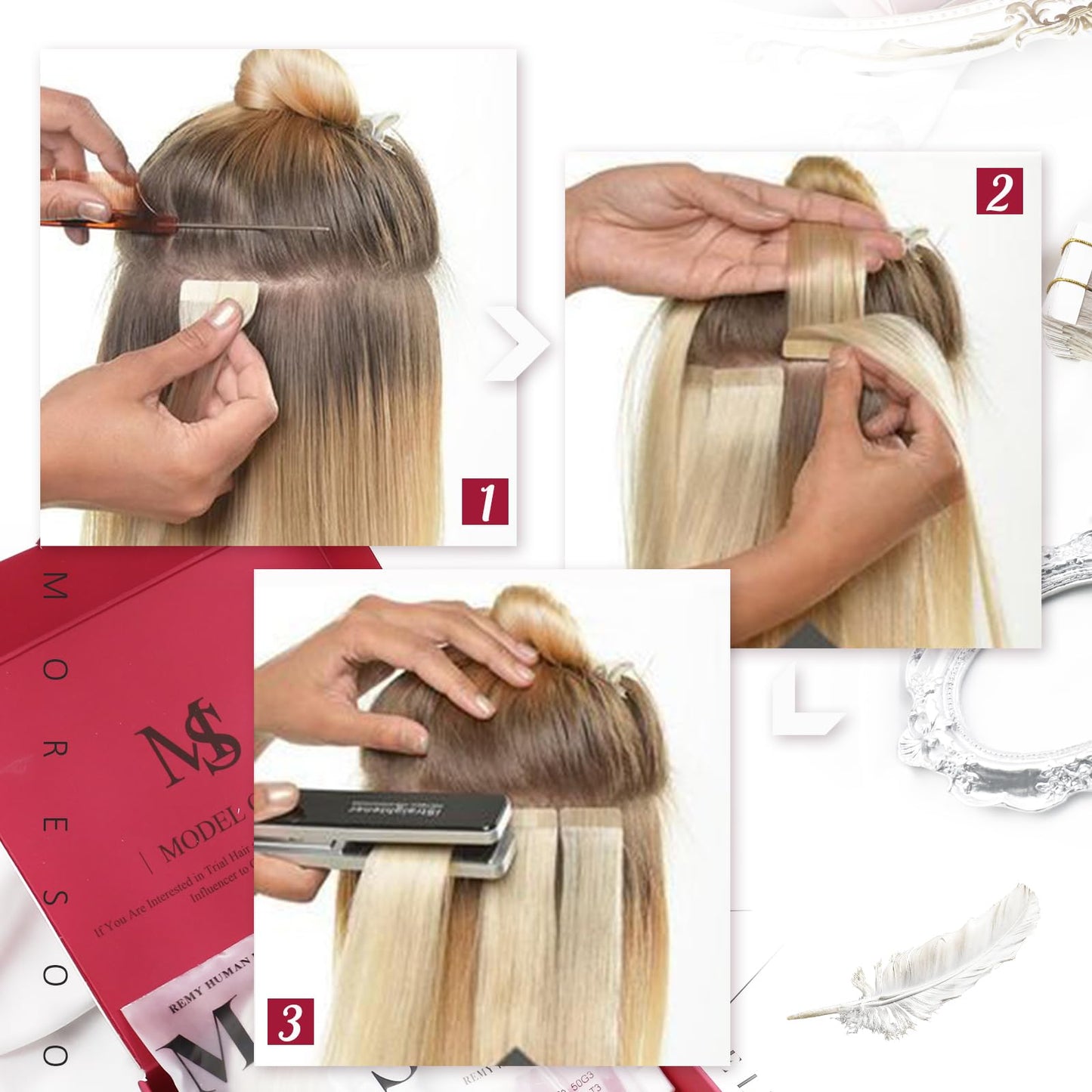 Moresoo Tape in Hair Extensions Human Hair 24 Inch 40Pcs Jet Black Hair Extensions Human Hair Tape in 100g Seamless Invisible Tape in Hair Extensions Human Hair #1