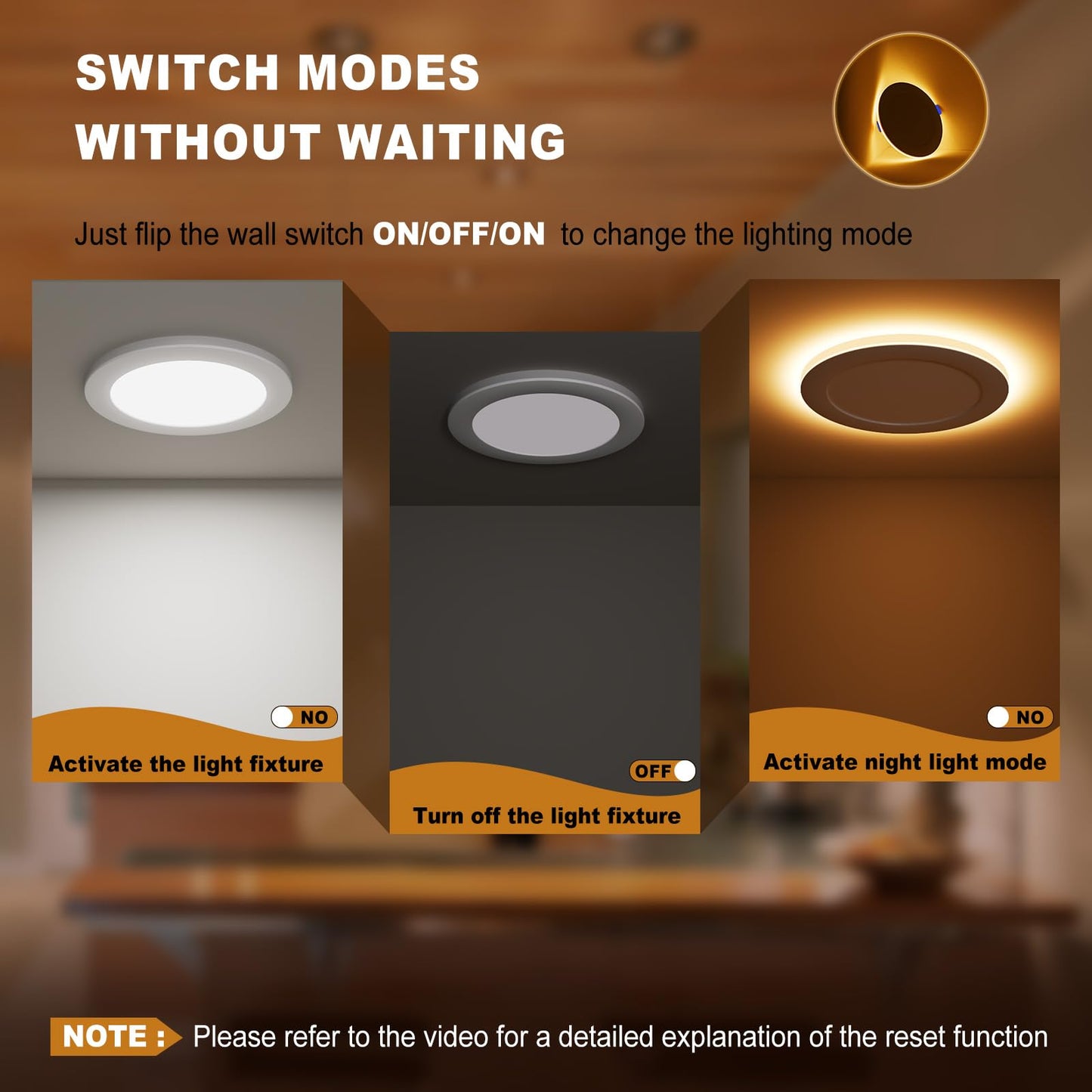 VOLISUN 6 Pack 6 Inch 5CCT Recessed Light with Night Light,Canless LED Recessed Lighting 6 inch,2700K-5000K Selectable,12W=130W,1080LM Dimmable Recessed Ceiling Wafer Lighs,ETL Certificated