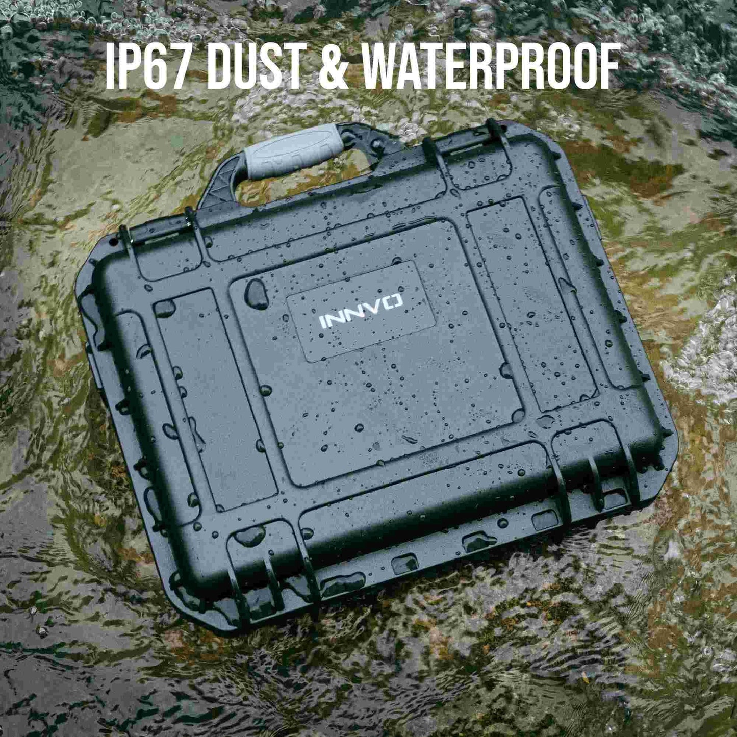 INNVO Waterproof Hard Case for DJI Mini 4 Pro Fly More Combo RC 2 / RC-N2, Rugged Protective Carrying Case Compatible with DJI Mini 4 PRO/Mini 3 PRO, Rubber Handle Mesh Pocket Black