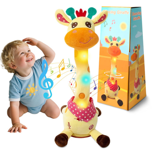 Dancing Giraffe Plush Toy, Cute Interactive Speaker Giraffe Gift for Girls Boys, Musical Toys for Baby Singing 10 Nursery Rhymes Repeat What You Say (Giraffe
