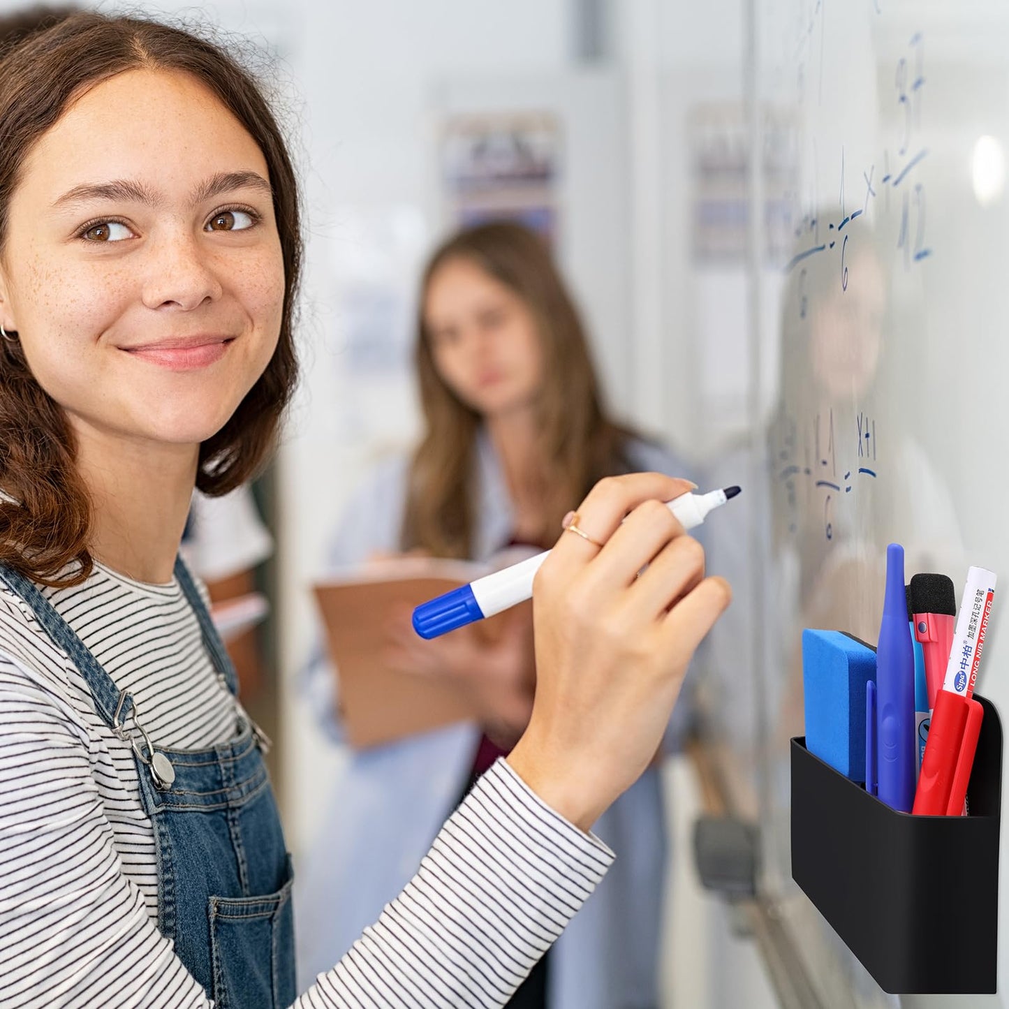 Colarr 20 Pack Magnetic Dry Erase Marker Holder Bulk Whiteboard Magnetic Marker Holder Pen Pencil Organizer for Classroom Whiteboard Refrigerator Locker Storage (Black)