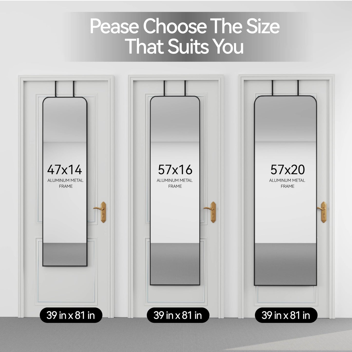 SCWF-GZ Rectangle 57x16 Mirror Full Length Wall Mounted Hanging or Against Wall Metal Frame Dressing Make-up Mirrors for Entryway Bedroom Bathroom Living Room 57 16 inch Black