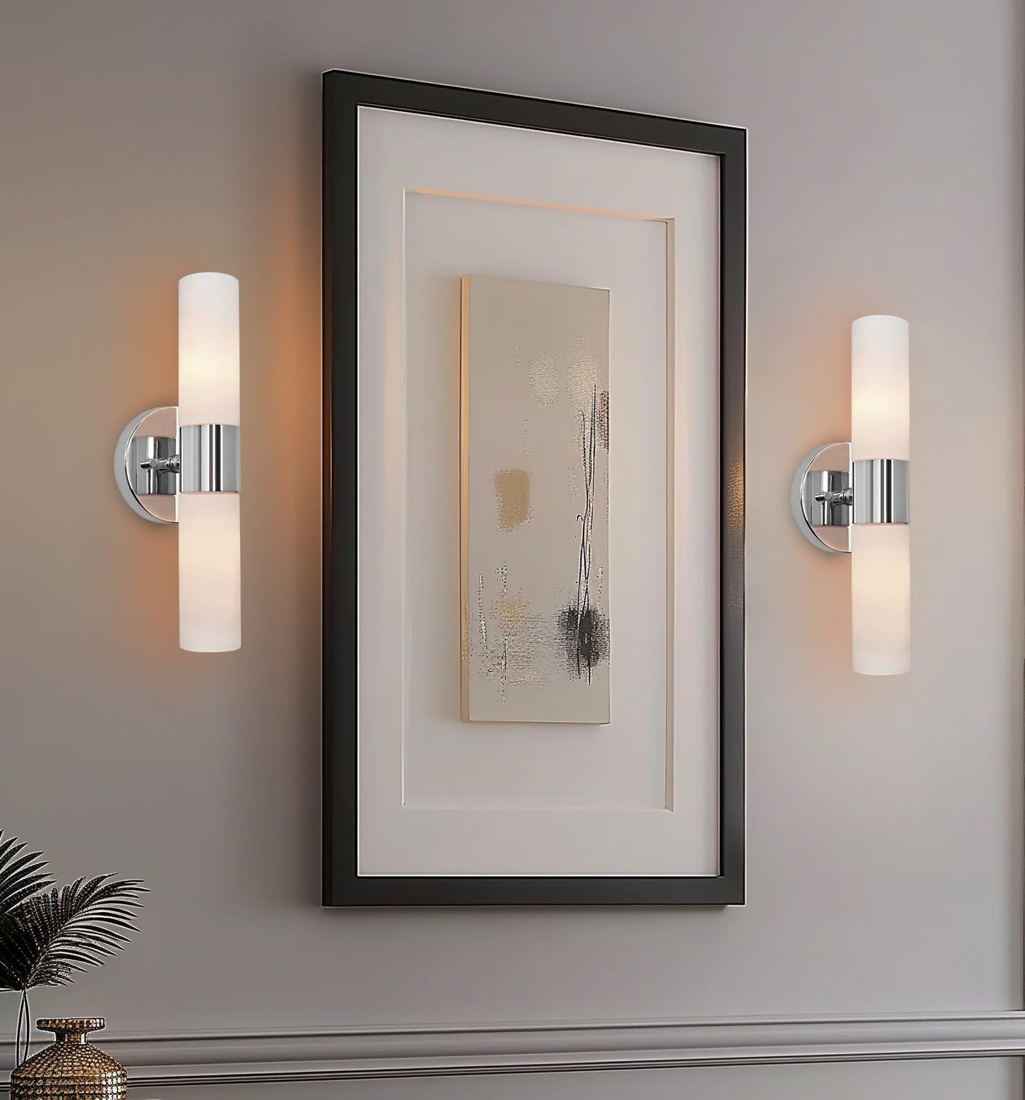 Kira Home Duo 14" Modern Wall Sconce with Frosted Glass Shades, for Bathroom/Vanity, Chrome Finish