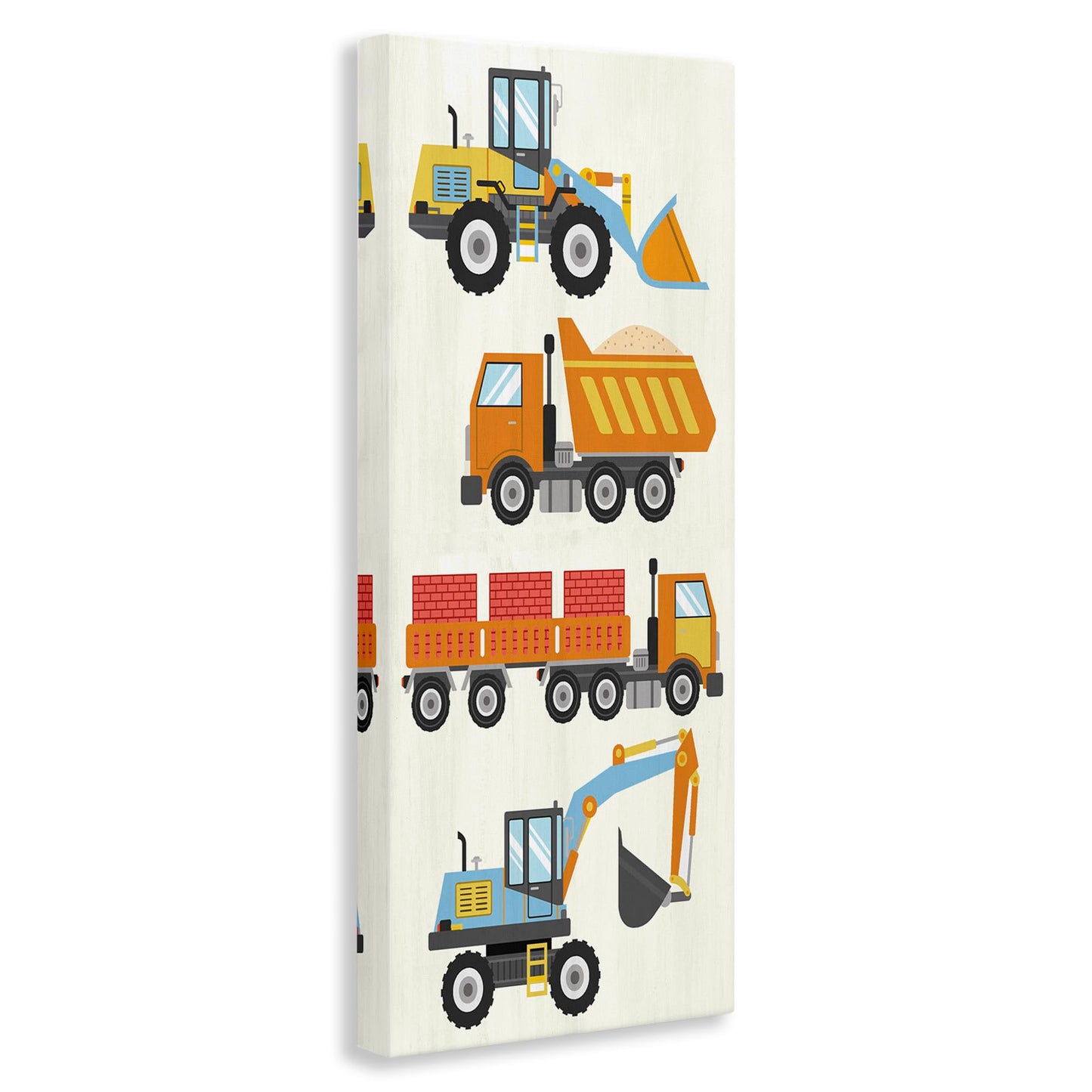 Stupell Industries Construction Vehicles Playful Bulldozer Dump Truck, Designed by Kim Allen Canvas Wall Art, 20 x 48, Grey