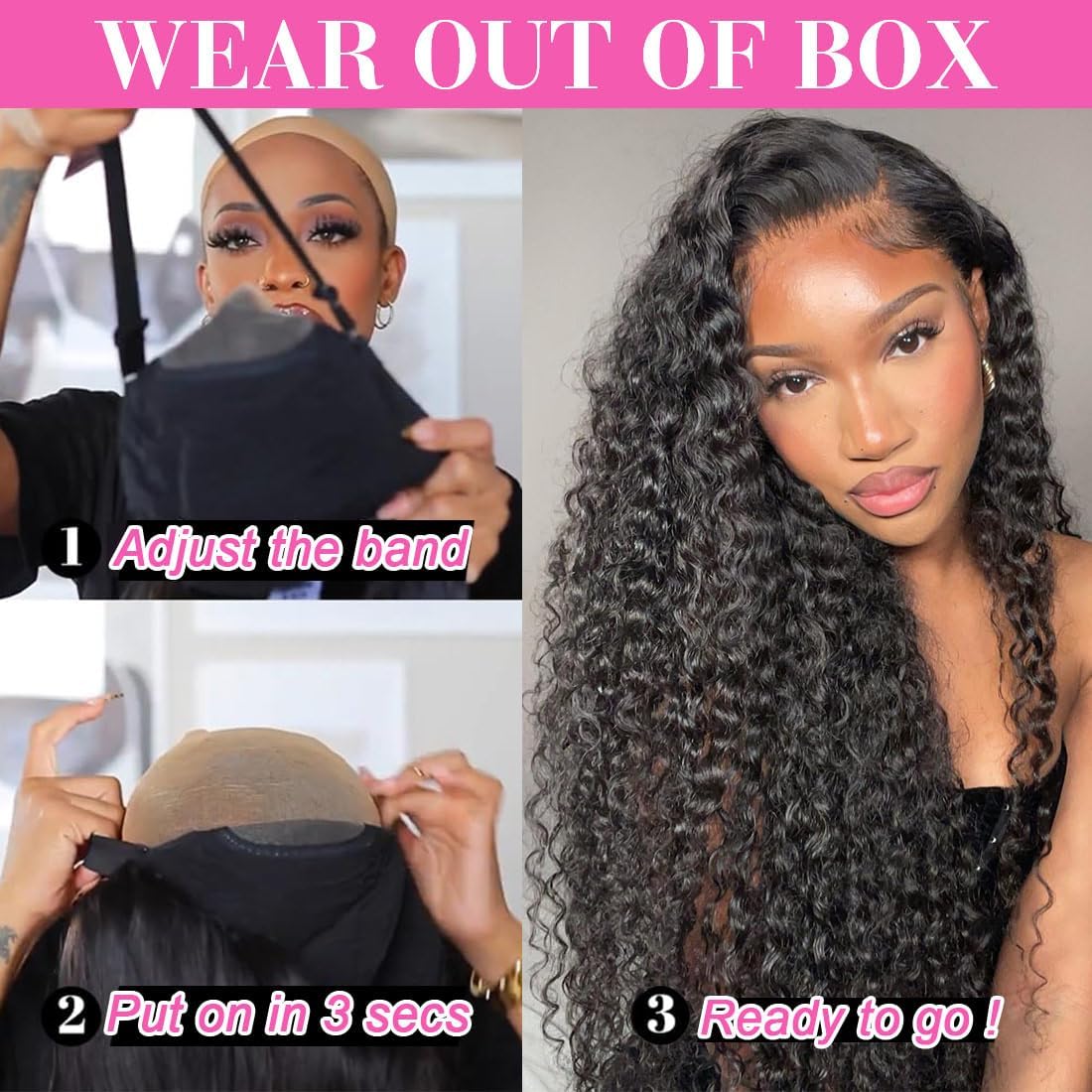 snv 5x5 HD Lace Closure Wigs Human Hair 220 Density Upgraded Tiny Knots Real Pre Bleached Glueless Wigs Human Hair Ready to Wear Deep Wave Closure Wig 24inch Curly Wigs for Black Women