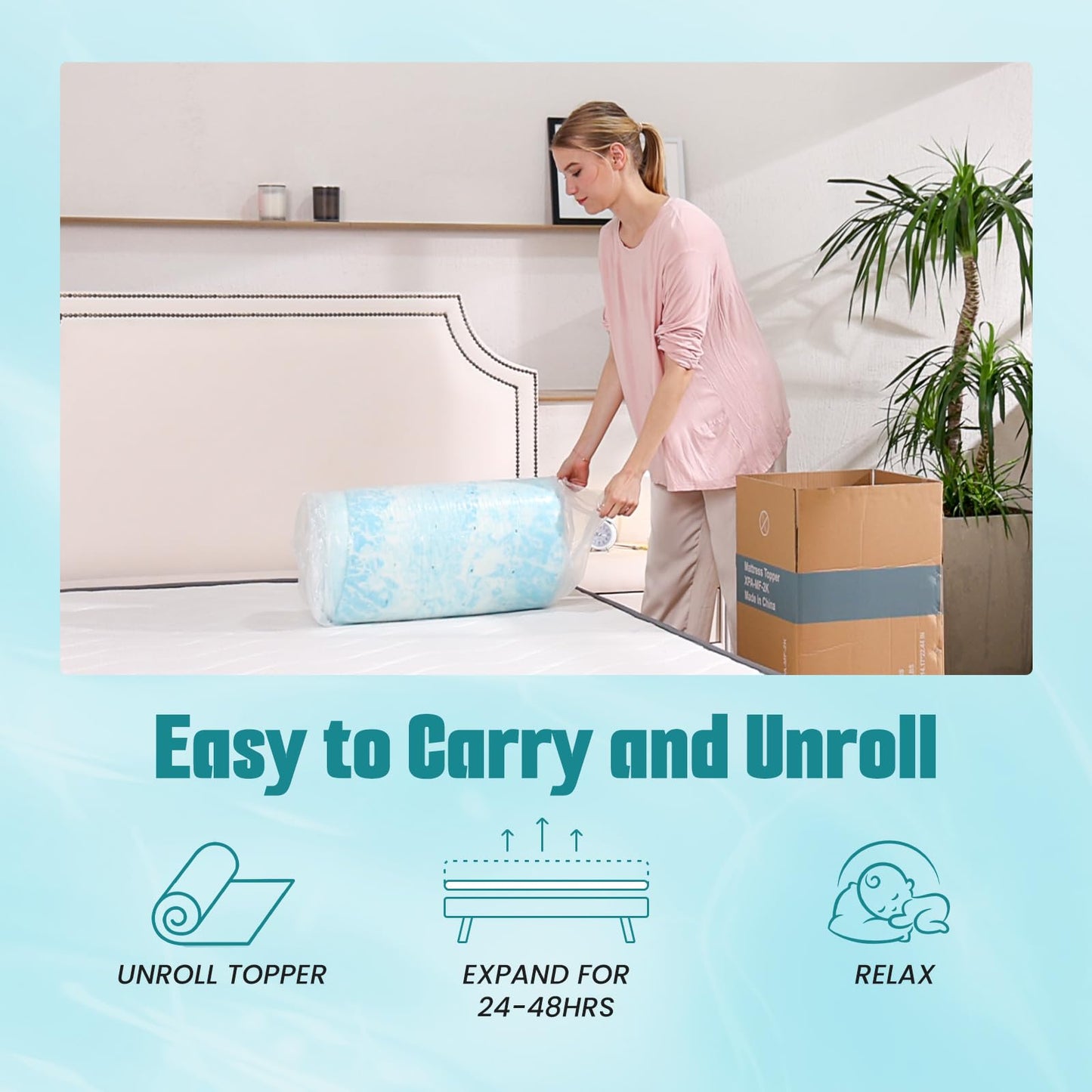 KMFurnila 2 Inch Mattress Toppers Memory Foam Cooling Gel Infused for Enhanced Comfort, CertiPUR-US Certified Breathable Bed Topper Pad with Support for Sleeper Sofa Couch RV Camper, King