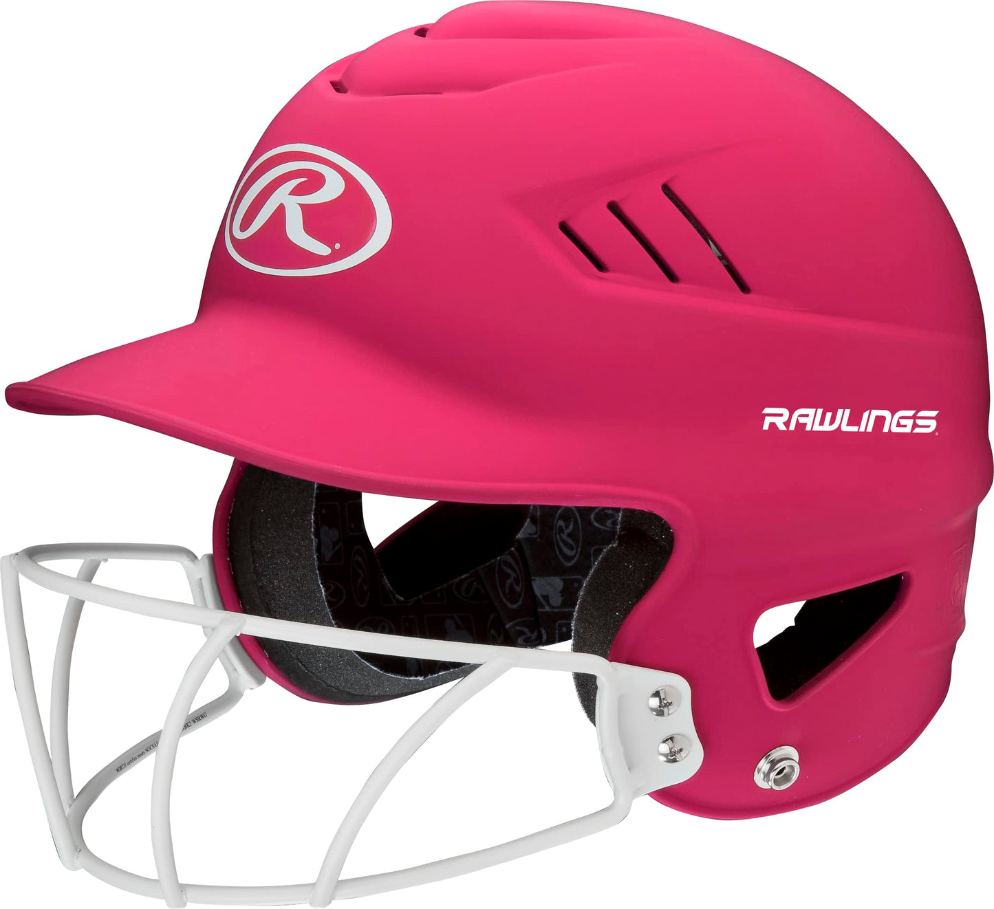 Rawlings | COOLFLO HIGHLIGHTER Batting Helmet | Face Guard Included | One Size Fits Most 6 1/2"-7 1/2" | Matte Pink