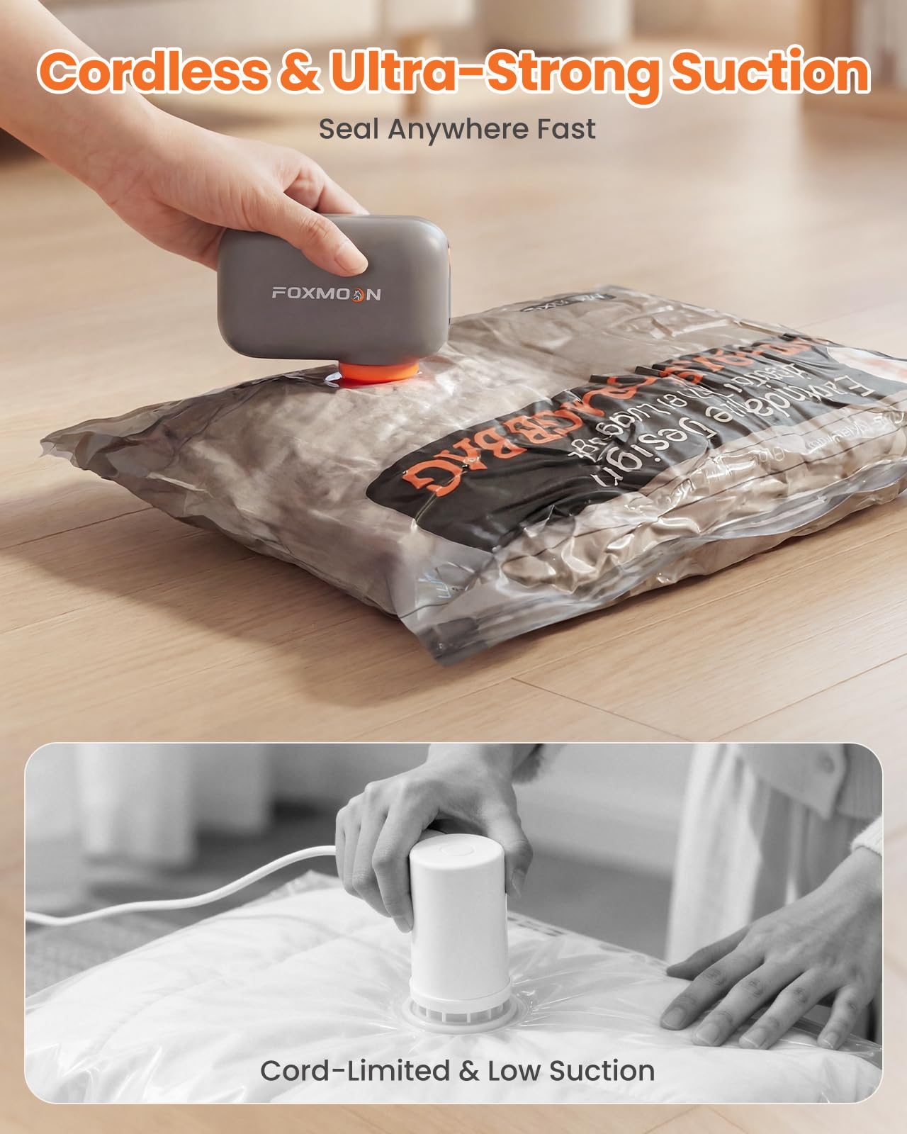 Vacuum Bags for Clothing Travel with Rechargeable Electric Pump, 15 Pack Compression Vacuuum Storage Bags for Luggage and Seasonal Storage, Space Saver Seal Bags for Cruise and Vacation
