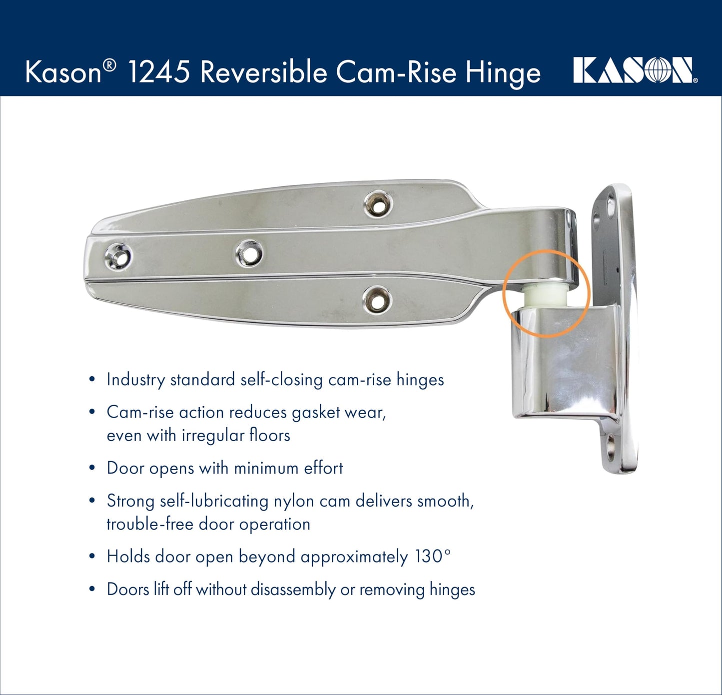 Kason 1245 Reversible Cam-Rise Hinge, 1 to 3/4 Inch Offset, 11245000076
